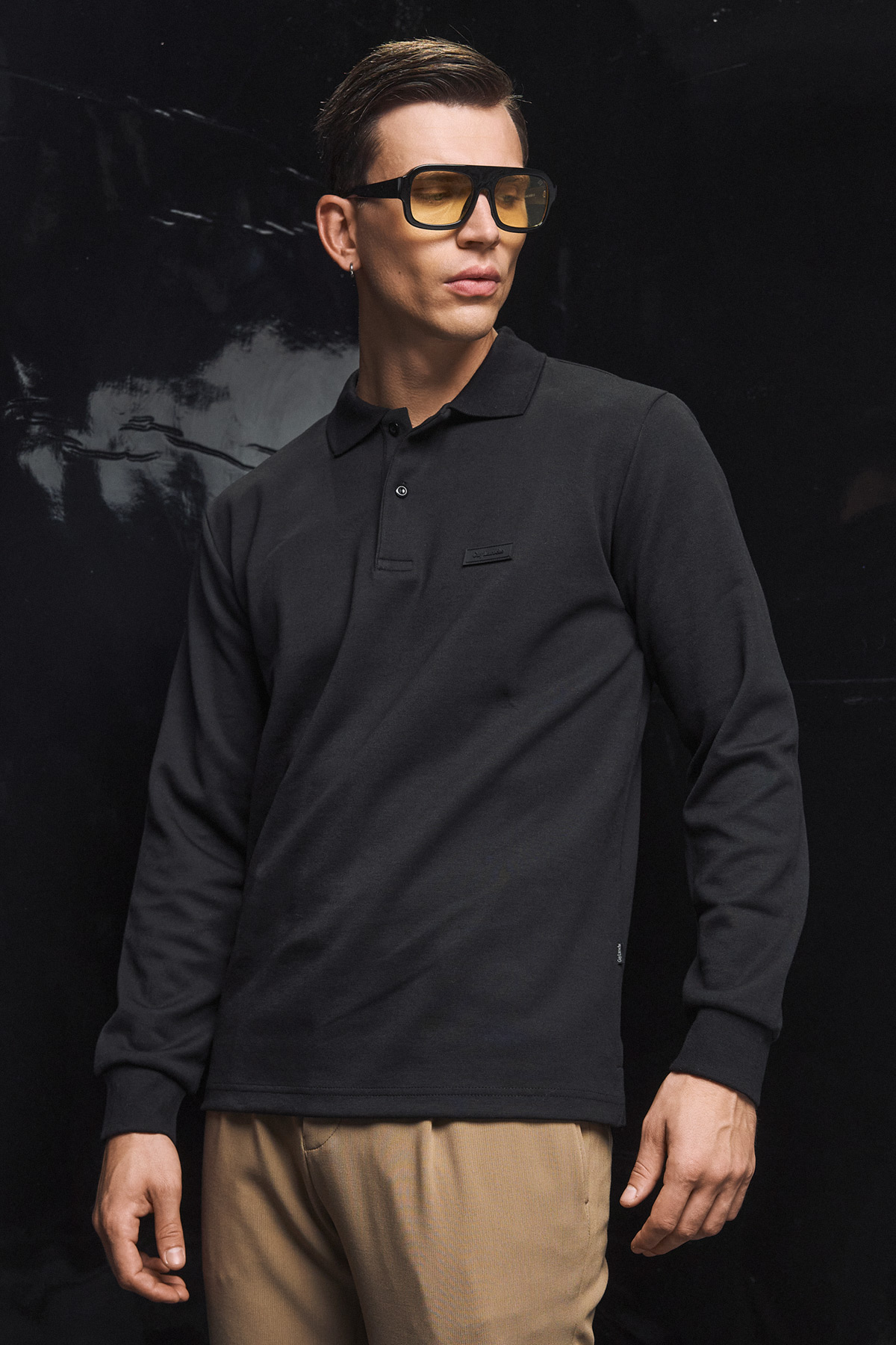 Guy Laroche Μπλούζα Πόλο Βαμβακερή σε Μαύρο Χρώμα με Regular Fit - Image 5