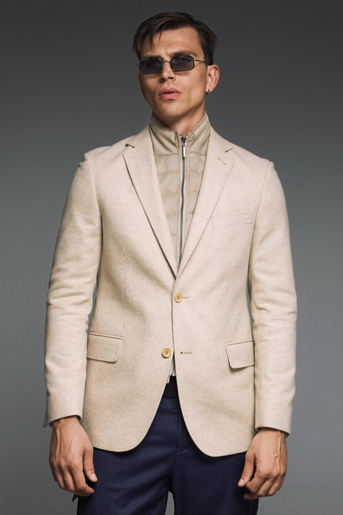 Bizzaro Σακάκι Γιλεκούχο σε ECRU Χρώμα και Slim Fit - Image 10