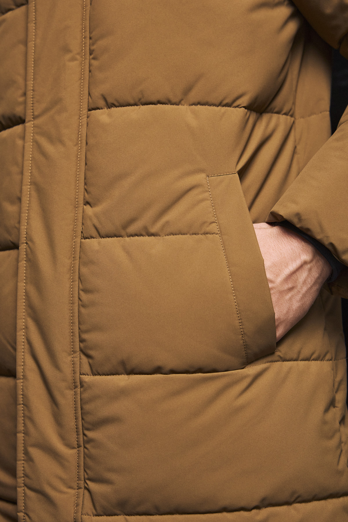 BZR Μπουφάν Puffer με Κουκούλα σε Light Brown Χρώμα - Image 6