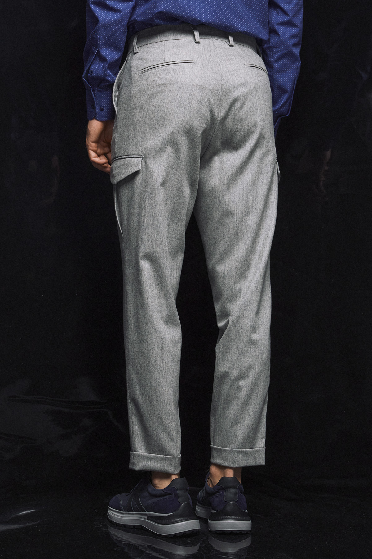 Alternative view of BIZZARO Παντελόνι Cargo Ολόμαλλο σε Ανοικτό Γκρι Μελανζέ Χρώμα