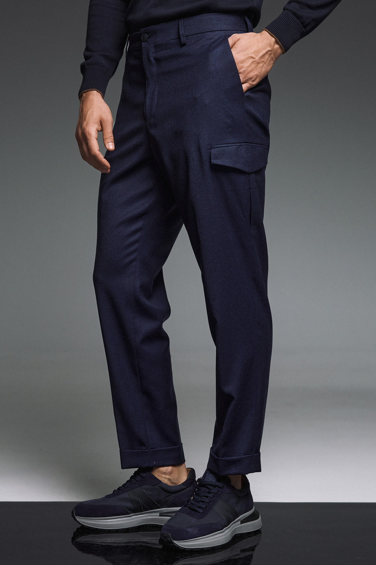 BIZZARO Παντελόνι Cargo Ολόμαλλο σε Μπλε  Χρώμα