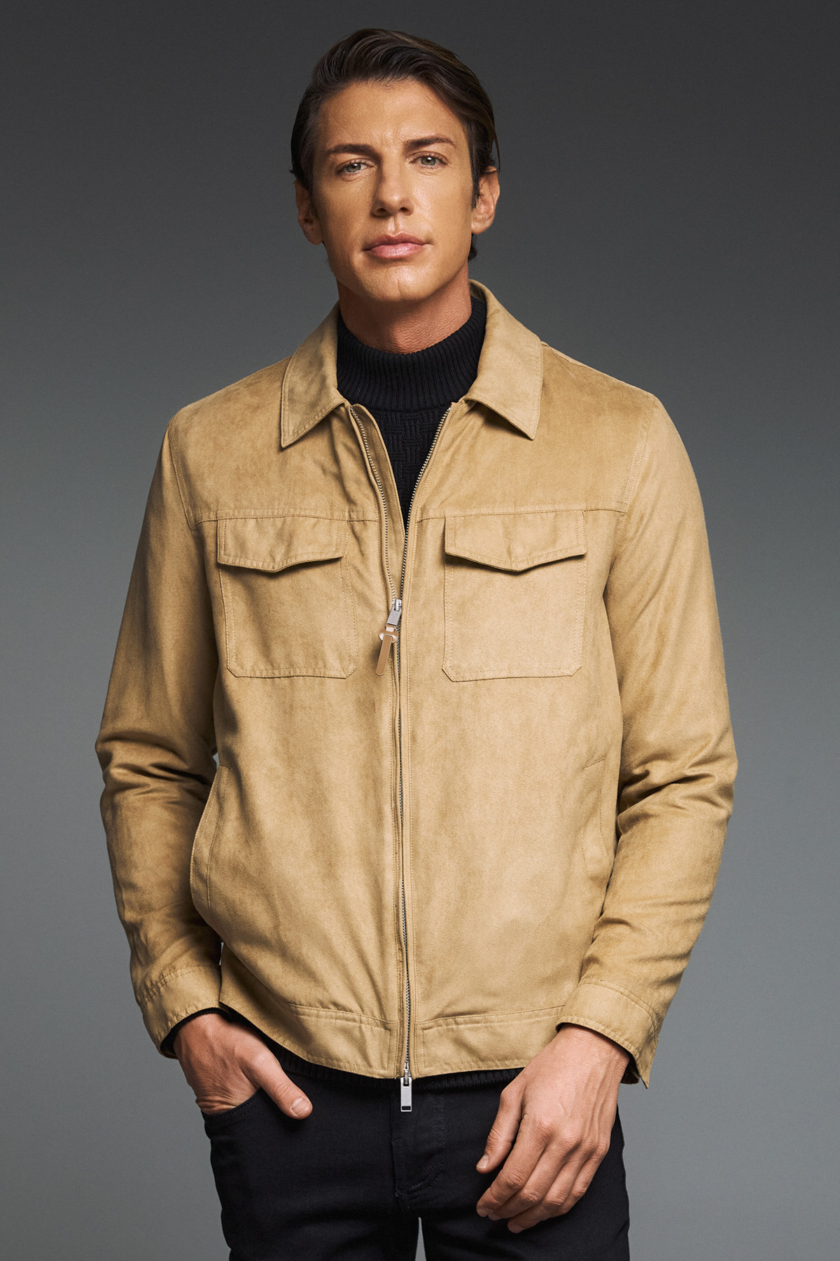 Guy Laroche Τζάκετ με Καστόρ Ύφος καστόρ σε Κάμελ Χρώμα - Image 11