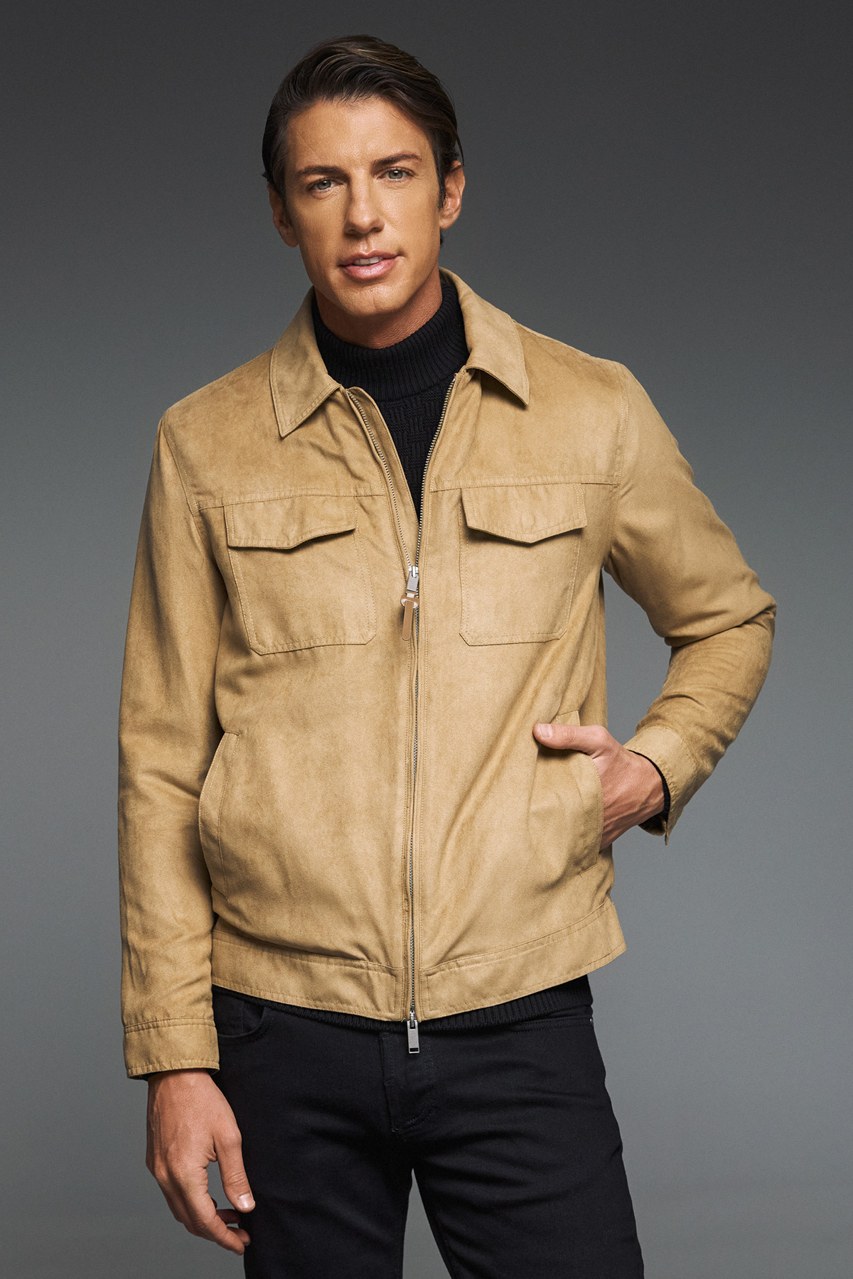 Guy Laroche Τζάκετ με Καστόρ Ύφος καστόρ σε Κάμελ Χρώμα - Image 7