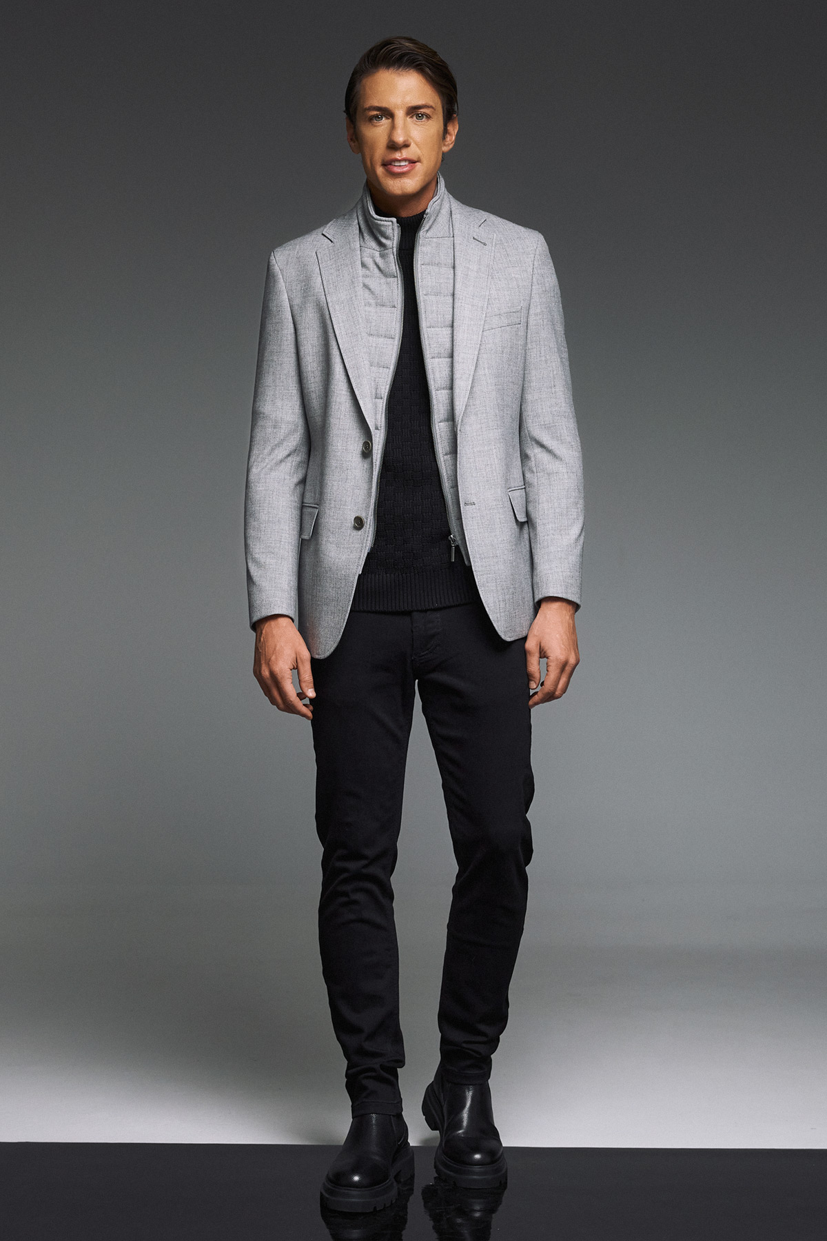 Guy Laroche Σακάκι Γιλεκούχο σε Ανοικτό Γκρι Χρώμα και Slim Fit - Image 7