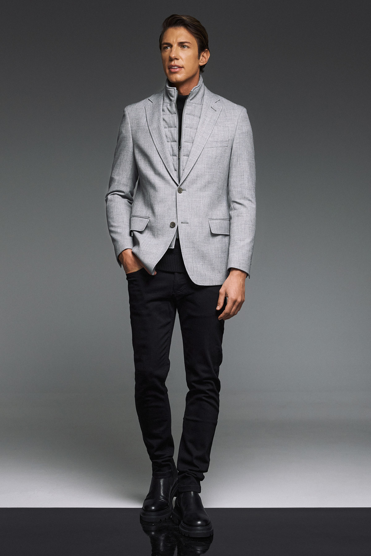 Guy Laroche Σακάκι Γιλεκούχο σε Ανοικτό Γκρι Χρώμα και Slim Fit - Image 5