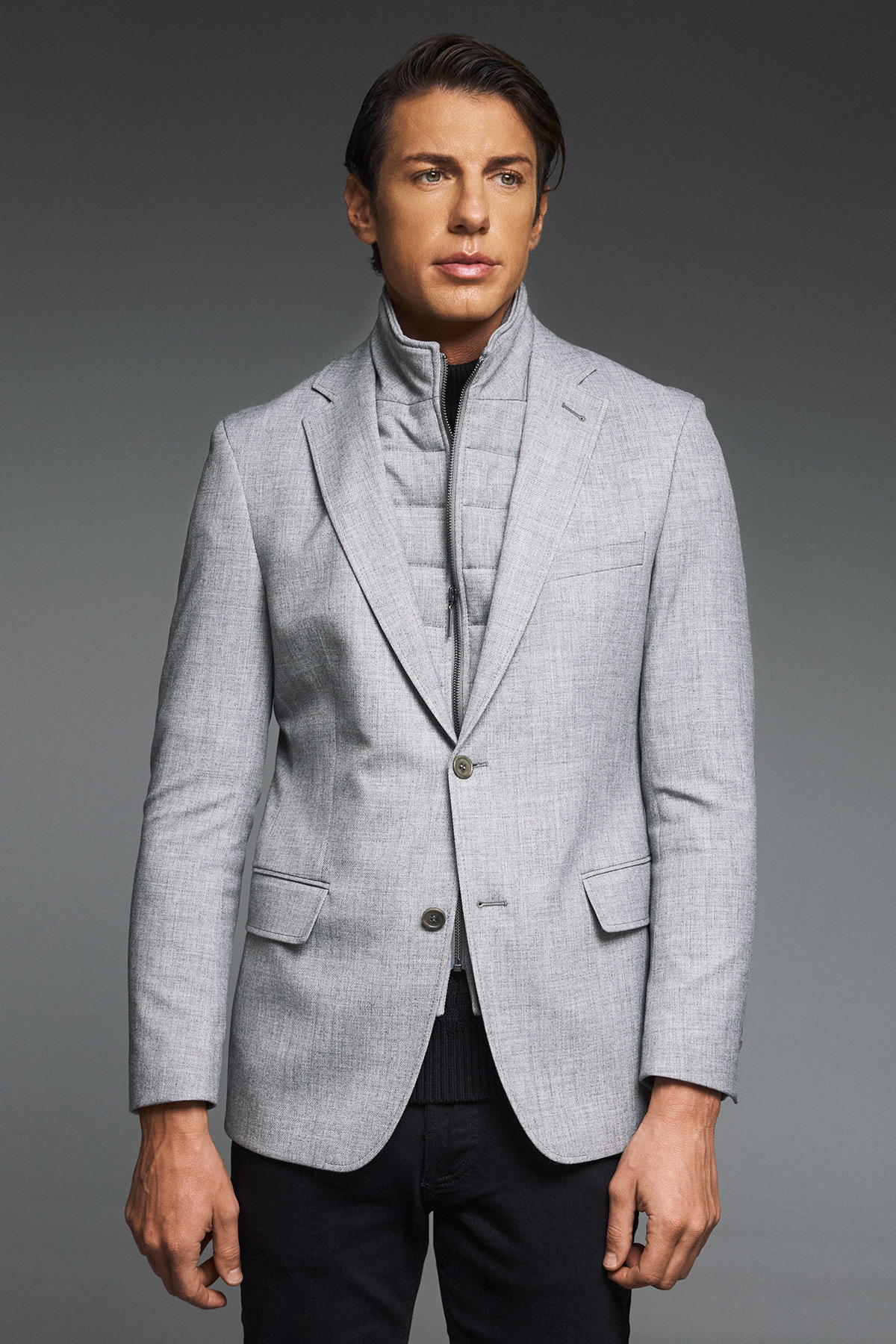 Guy Laroche Σακάκι Γιλεκούχο σε Ανοικτό Γκρι Χρώμα και Slim Fit - Image 9