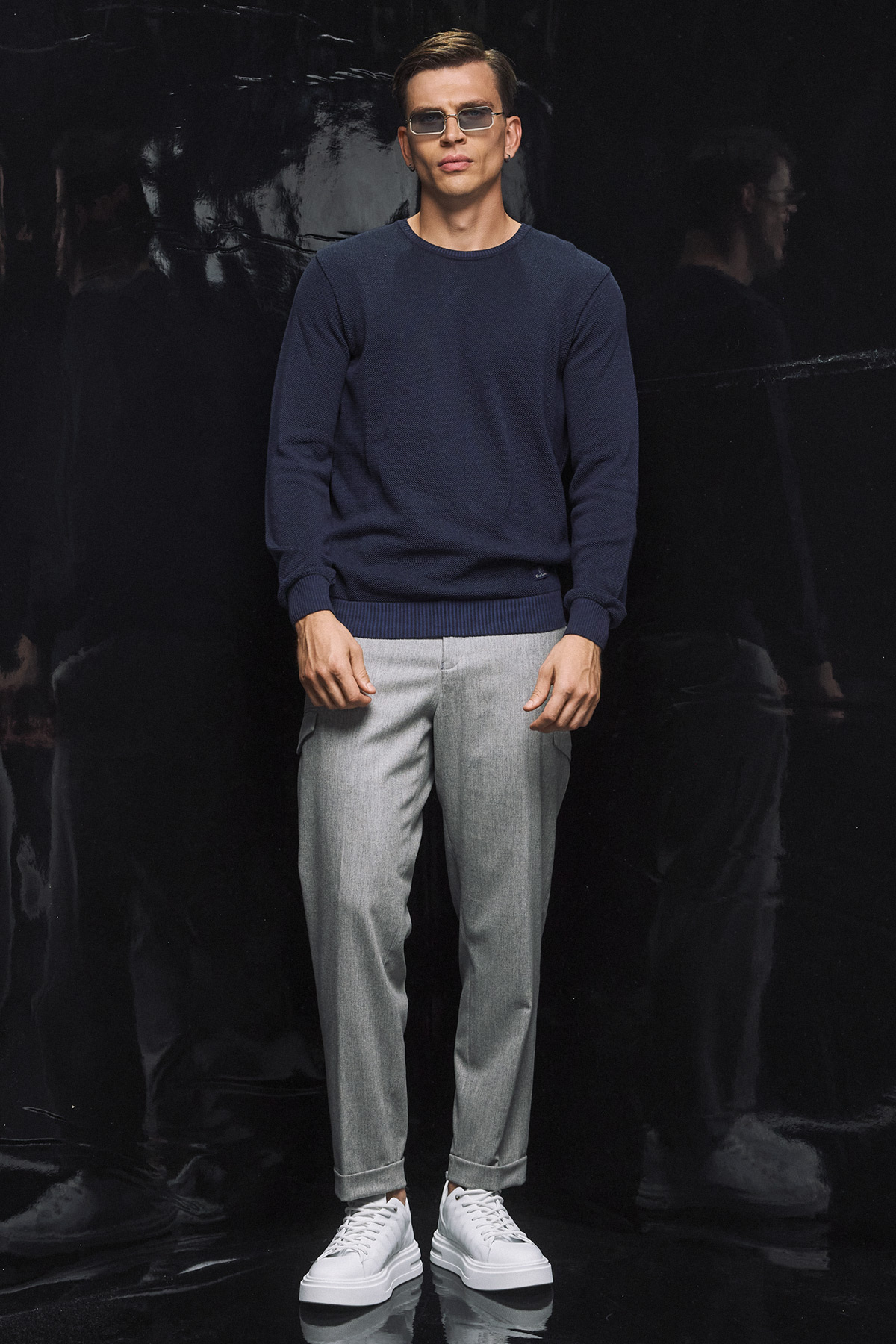 Alternative view of Guy Laroche Μπλούζα Λαιμόκοψη Βαμβακερή  σε BLUE Χρώμα  με Regular Fit