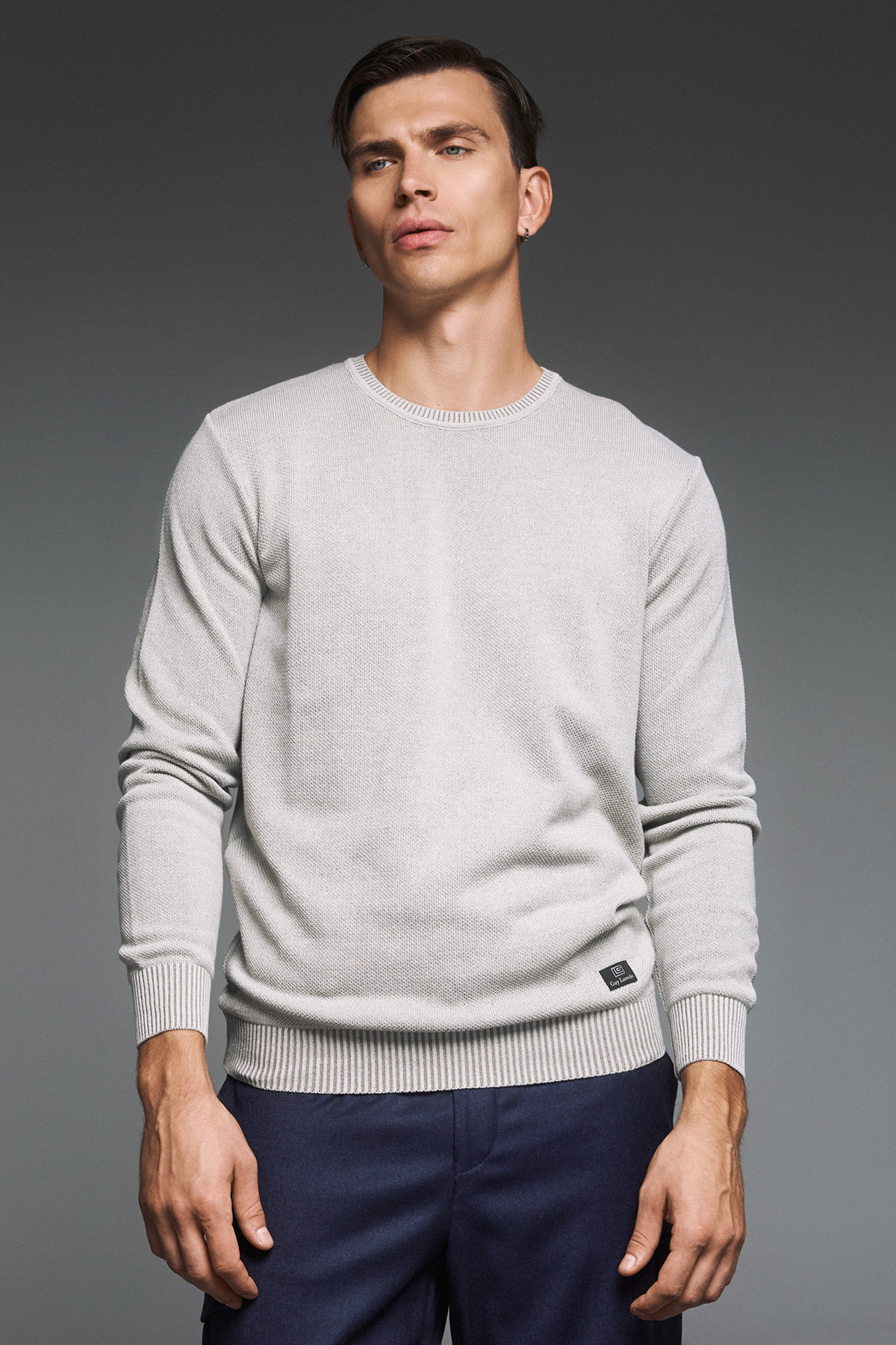 Guy Laroche Μπλούζα Λαιμόκοψη Βαμβακερή  σε  Χρώμα του Πάγου με Regular Fit