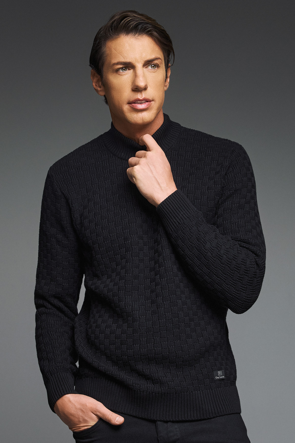 Guy Laroche Μπλούζα Λουπέτο Βαμβακερή σε Χρώμα BLACK με Regular Fit - Image 4