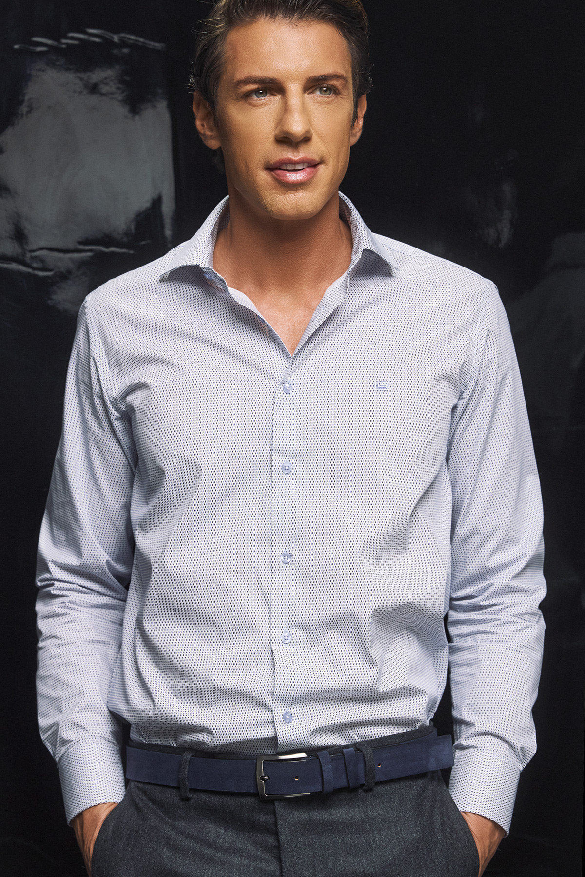 Guy Laroche Πουκάμισο Βαμβακερό  Λευκο,Γαλάζιο Χρώμα σε Classic Fit