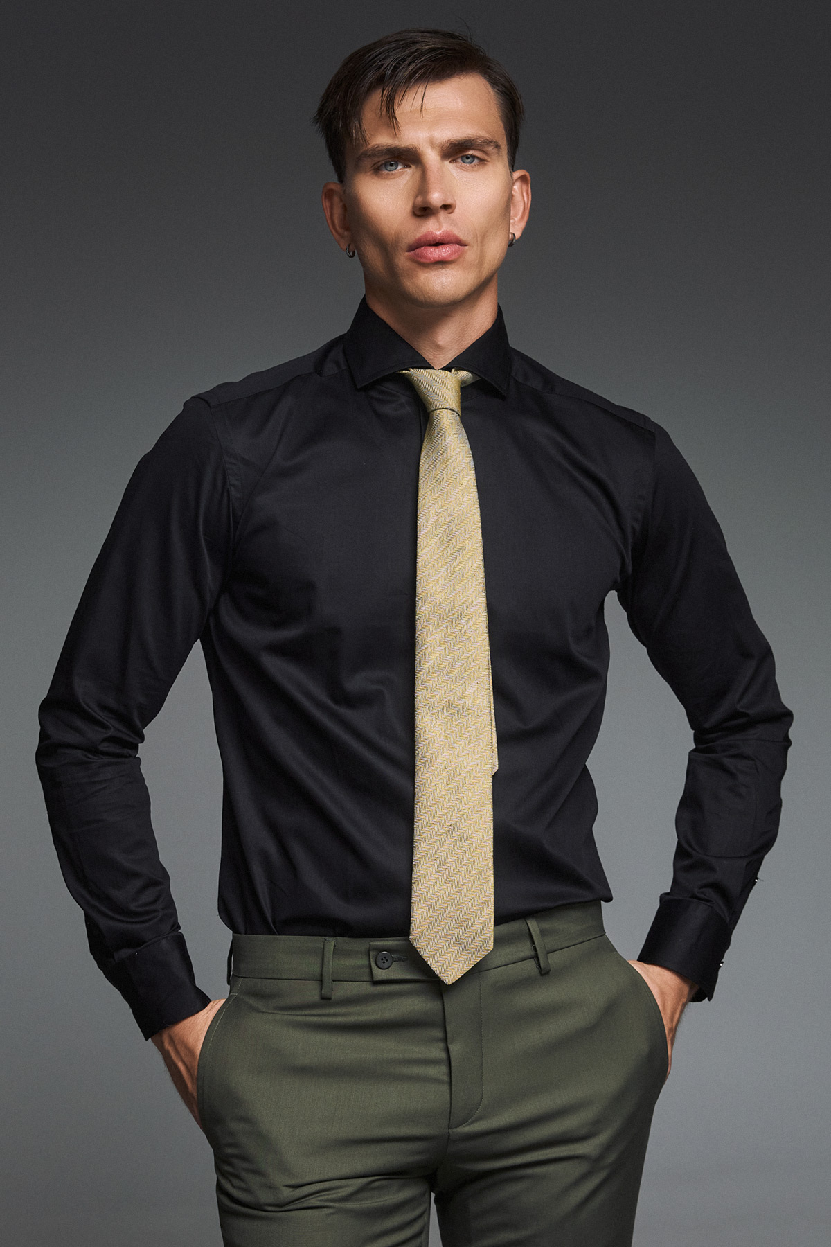 Guy Laroche Βαμβακερό Πουκάμισο NewSlim Fit σε Black Χρώμα