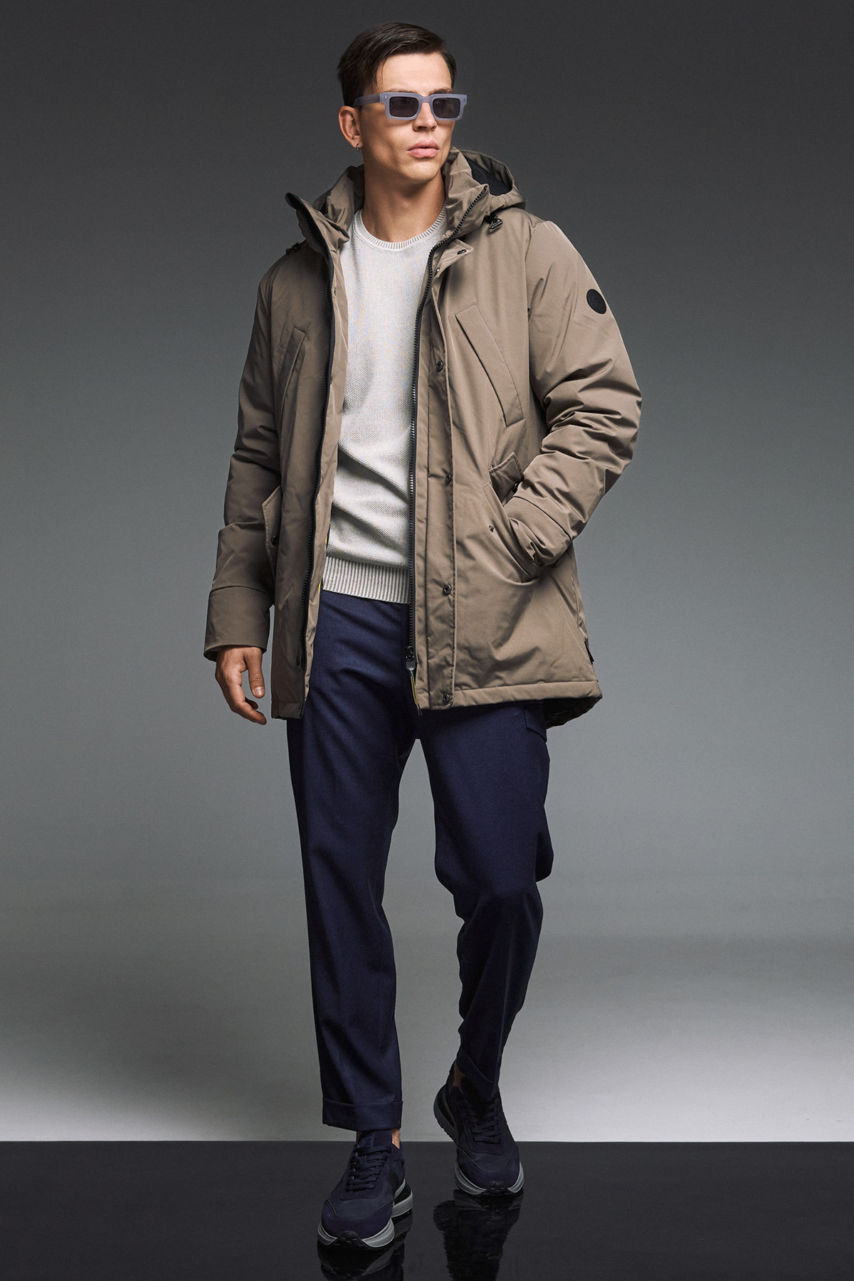 DISTRICT Μπουφάν Μακρύ σε Πούρο Χρώμα