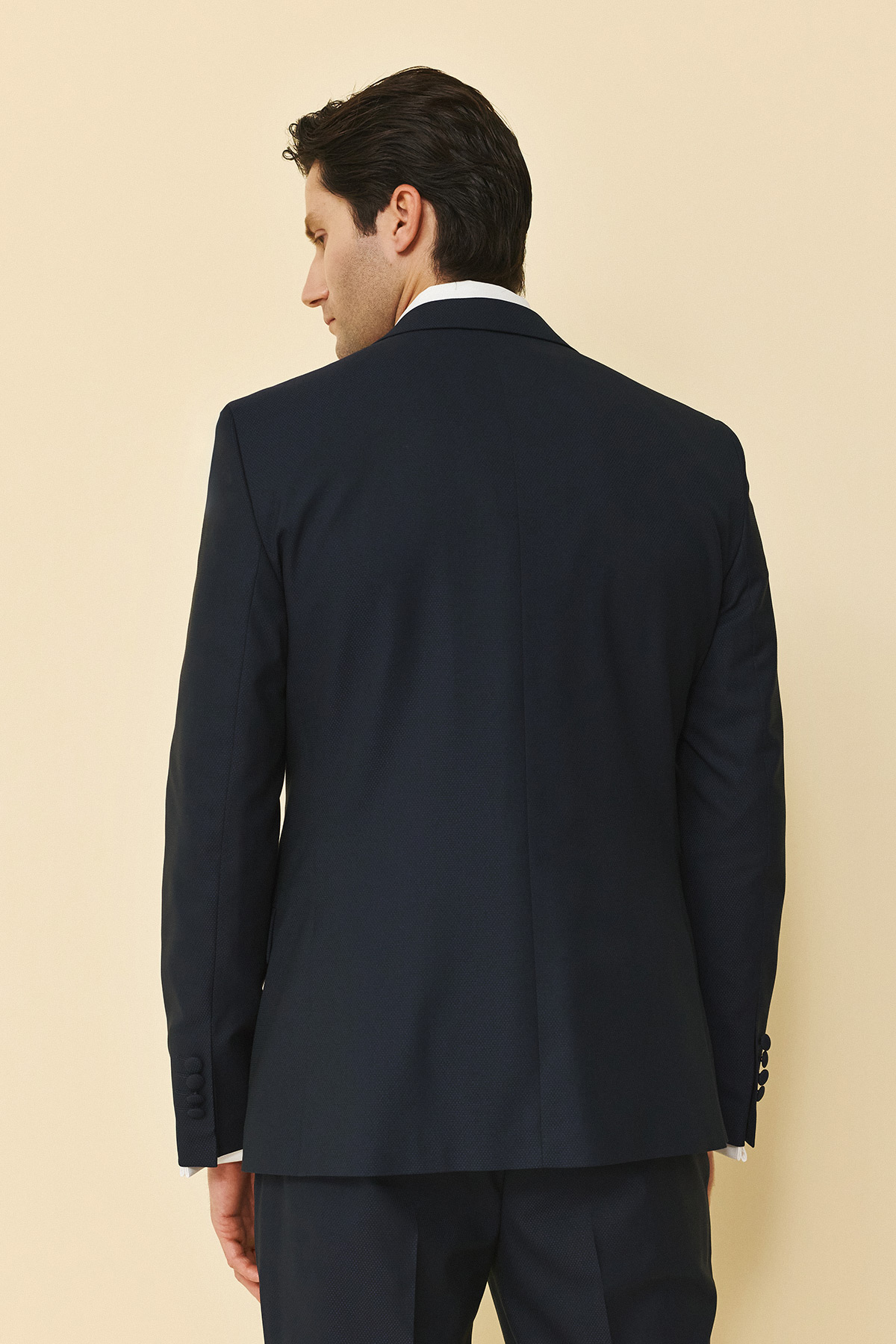 Bizzaro Κοστούμι με Μυτερό Πέτο και Γιλέκο σε Dark Blue Χρώμα 856NG και Slim Fit Εφαρμογή - Image 4