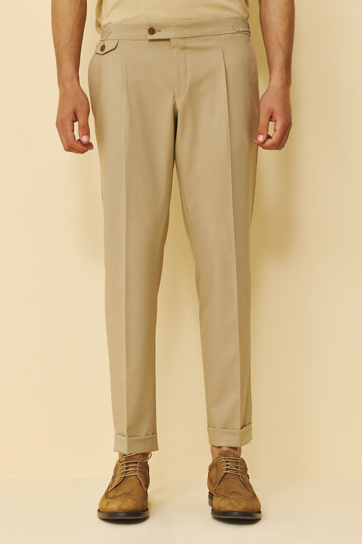 Bizzaro Κοστούμι Σταυρωτό CROSS-098R σε ECRU Χρώμα και Slim Fit Εφαρμογή - Image 9