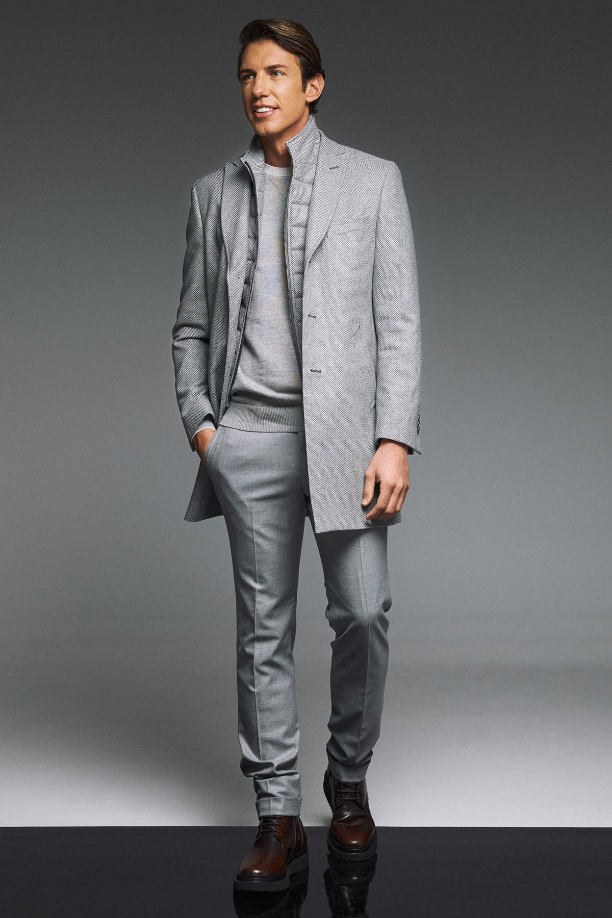 Guy Laroche Παλτό Παρκά Γιλεκούχο σε Γκρι Χρώμα