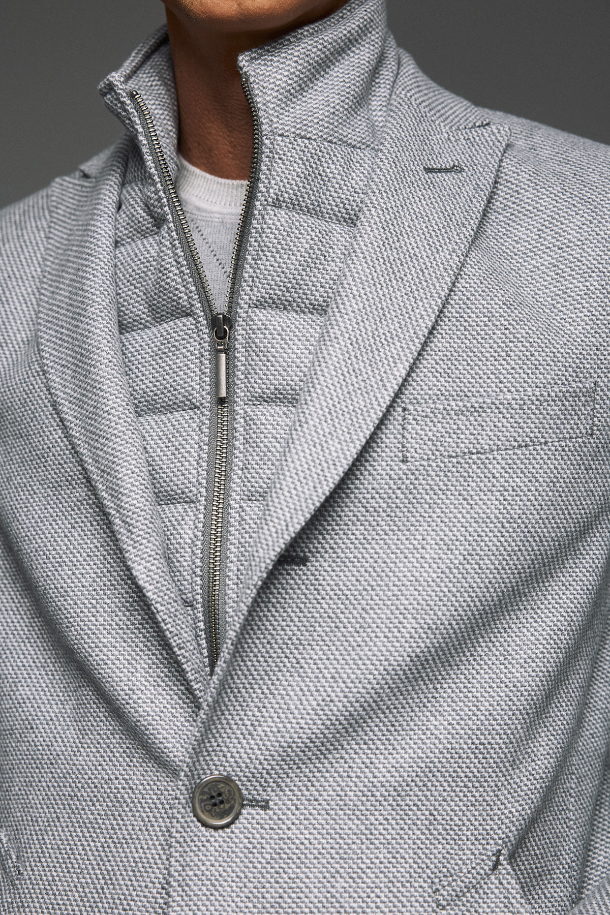 Guy Laroche Παλτό Παρκά Γιλεκούχο σε Γκρι Χρώμα - Image 6