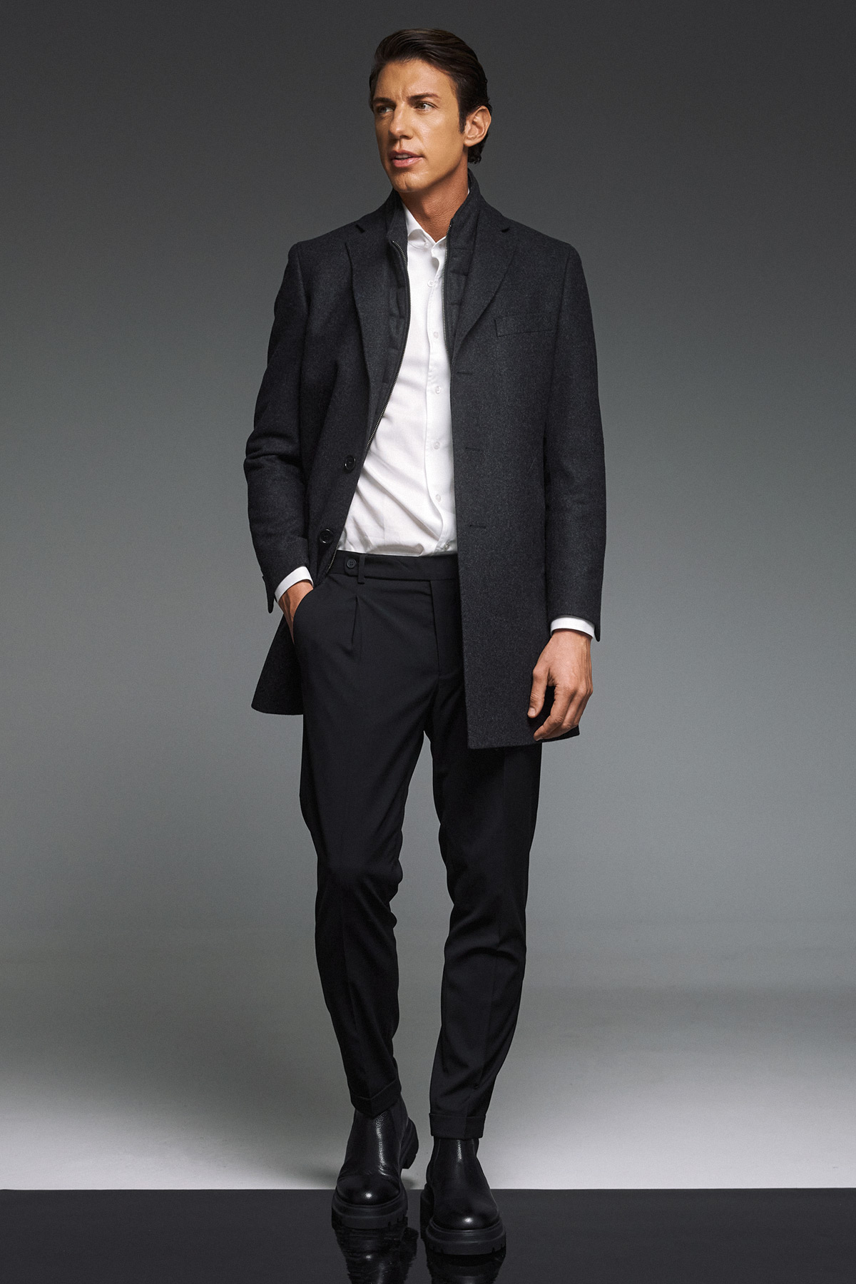 Guy Laroche Παλτό Παρκά Γιλεκούχο σε Χρώμα Ανθρακί - Image 7