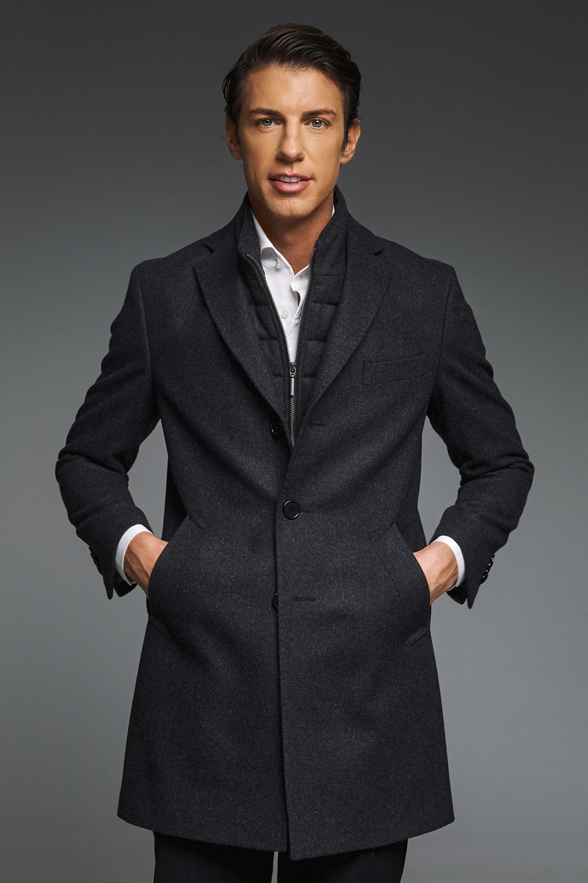 Guy Laroche Παλτό Παρκά Γιλεκούχο σε Χρώμα Ανθρακί - Image 5