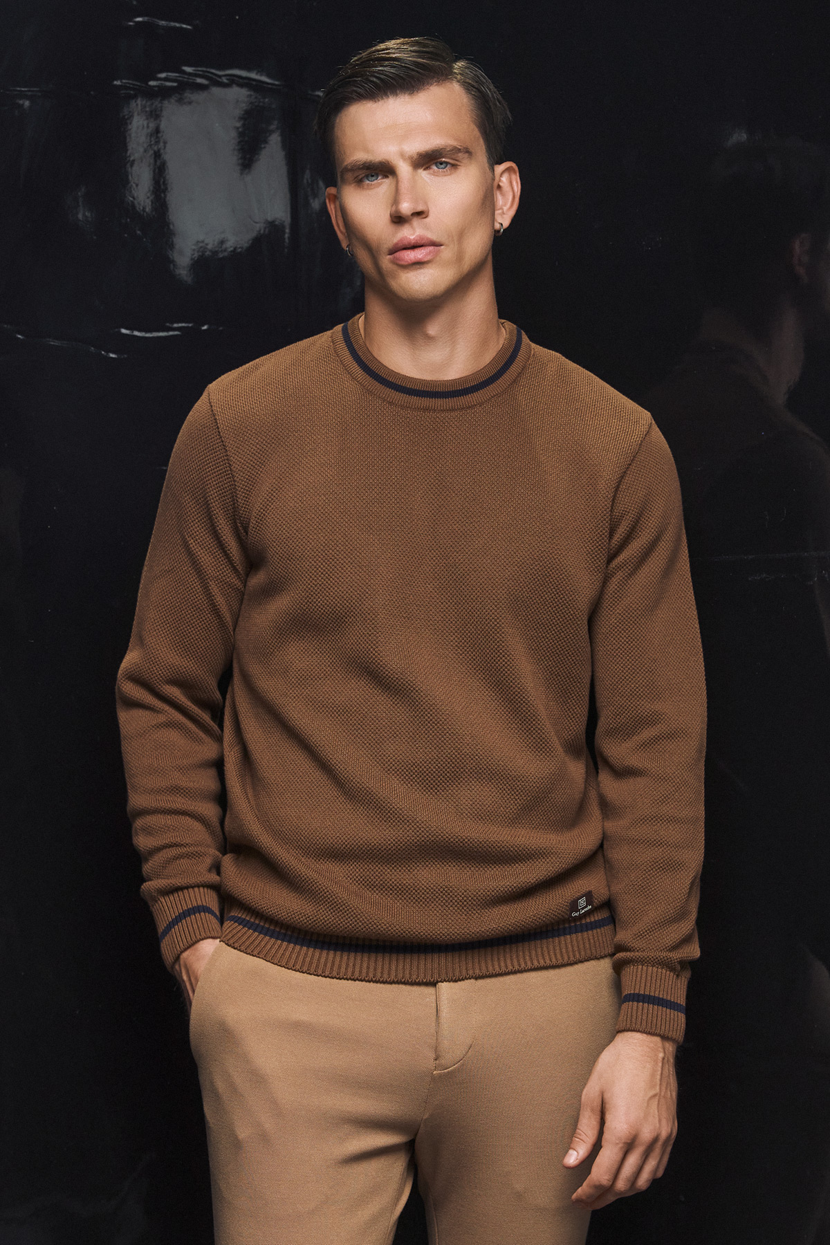 Guy Laroche Μπλούζα Λαιμόκοψη Βαμβακερή  σε Camel Χρώμα  με Regular Fit