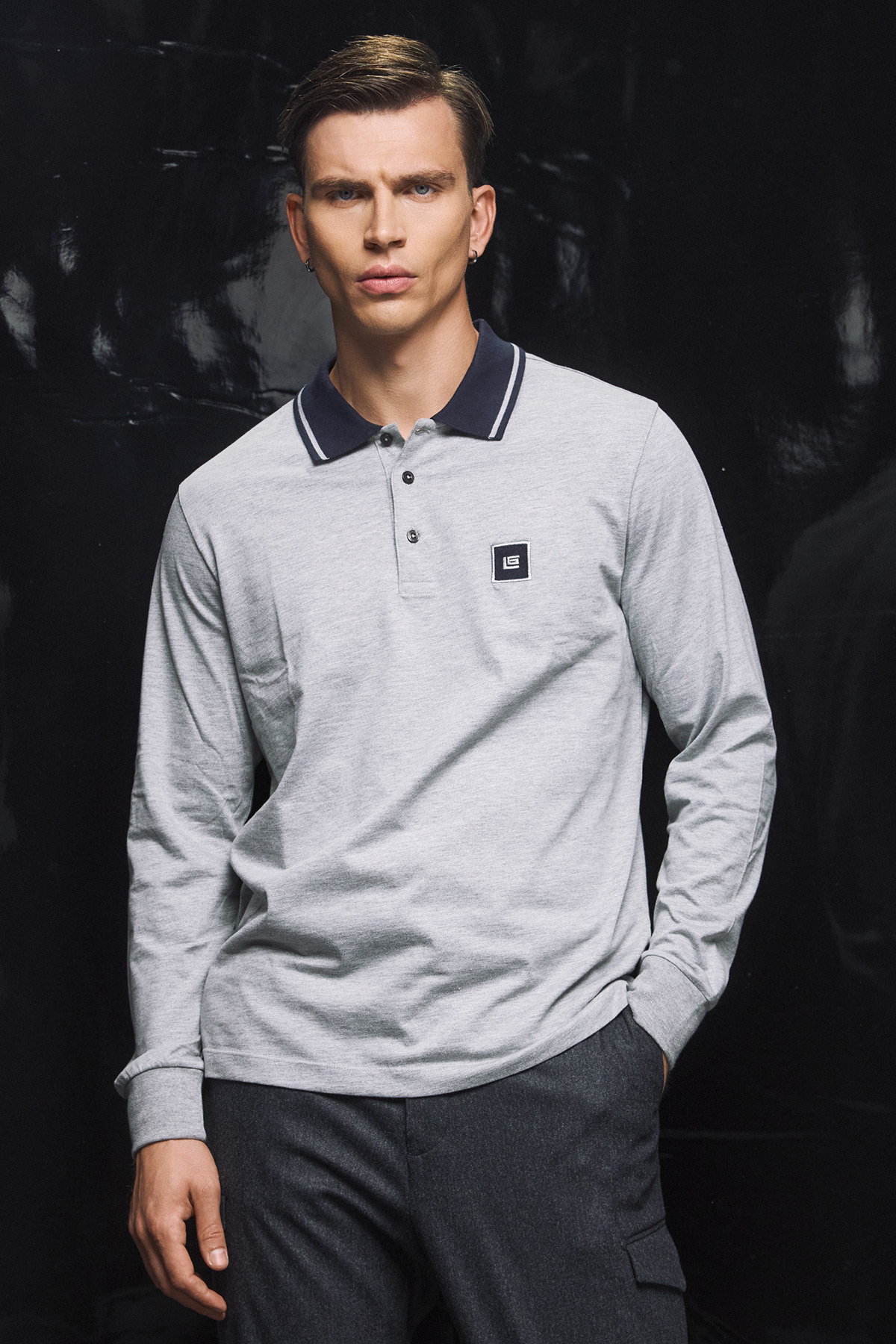Guy Laroche Βαμβακερή Μπλούζα Πόλο σε Light Grey Χρώμα με Regular Fit - Image 3