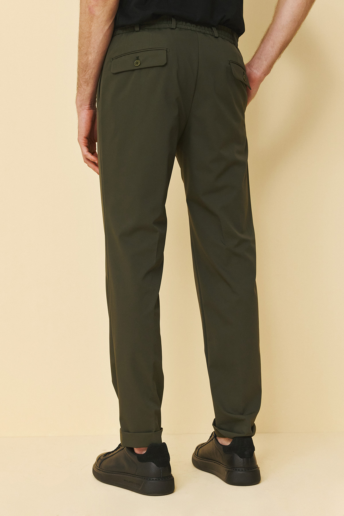 Guy Laroche Παντελόνι με Λάστιχο σε Slim Εφαρμογή, σε Olive Χρώμα - Image 3