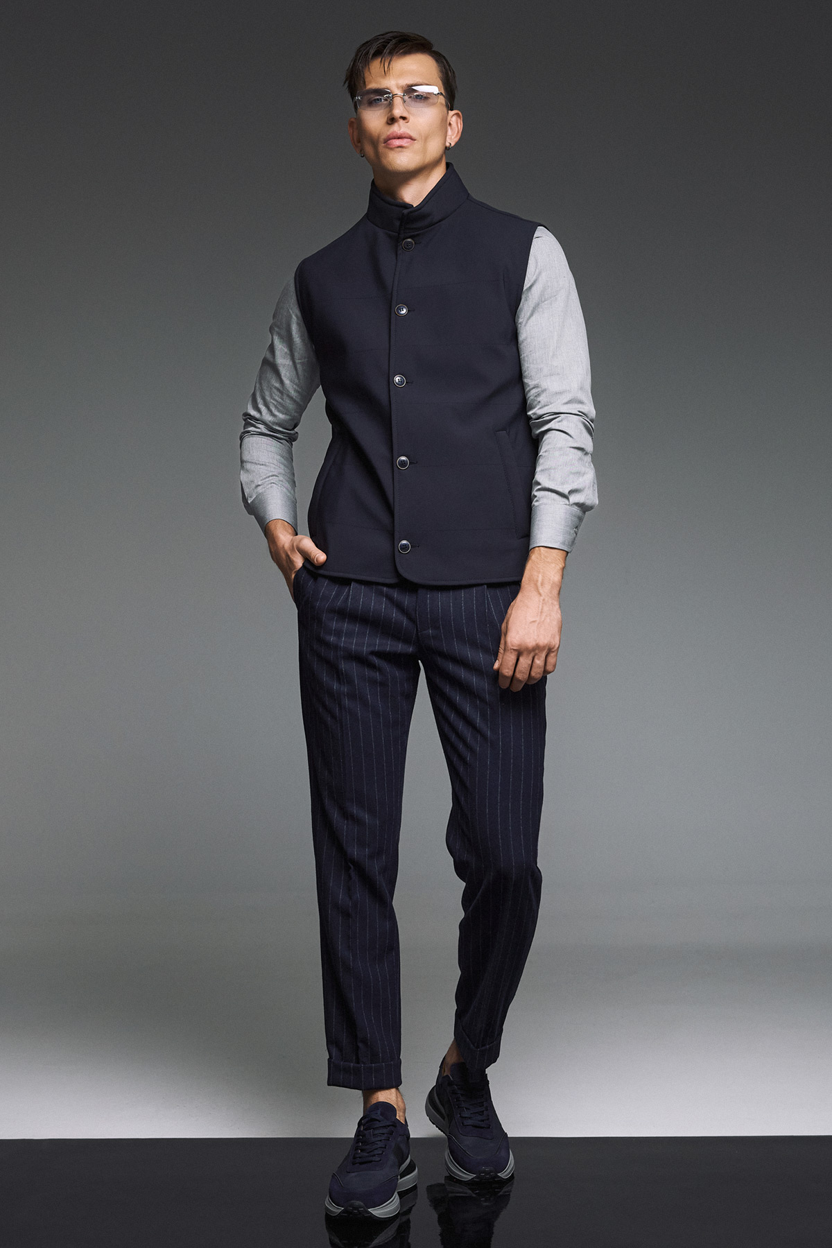 Bizzaro Ανδρικό Γιλέκο σε Slim Fit σε Μπλε Χρώμα - Image 3