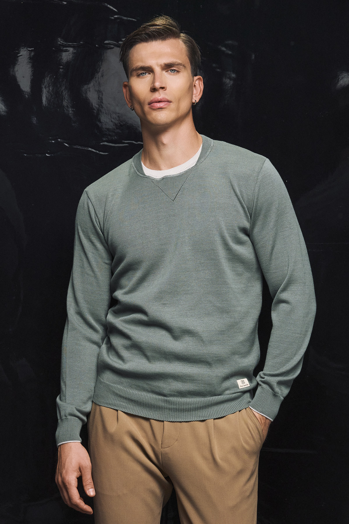 Alternative view of Guy Laroche Μπλούζα Λαιμόκοψη Βαμβακερή σε Χρώμα Μέντα με Regular Fit