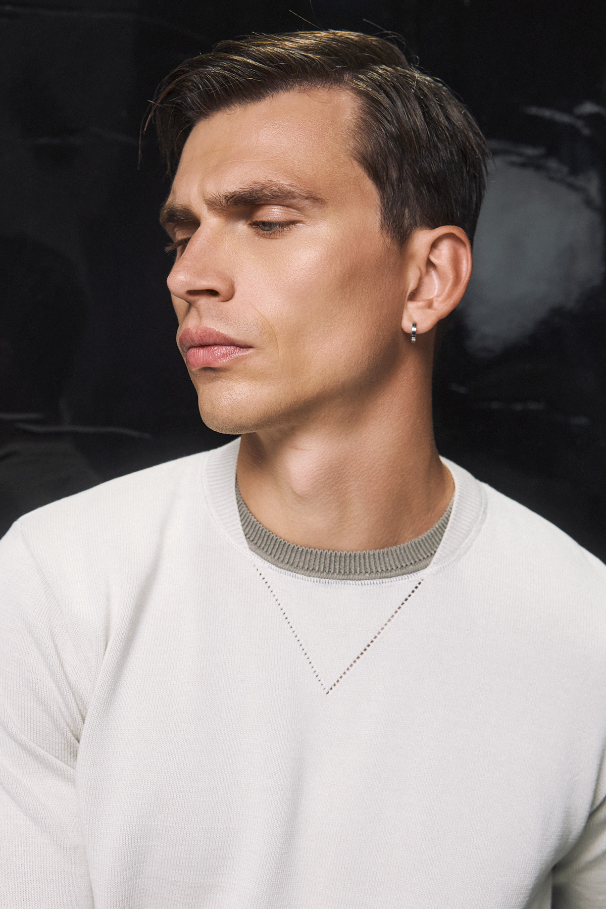Guy Laroche Μπλούζα Λαιμόκοψη Βαμβακερή σε Χρώμα Off White με Regular Fit - Image 6