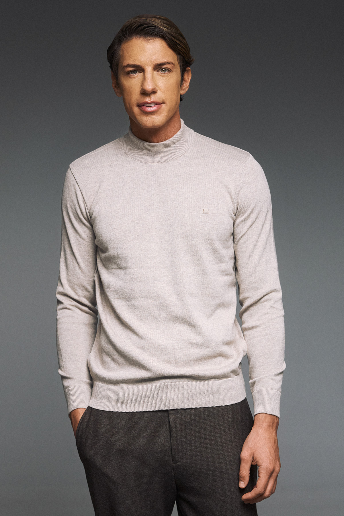 Guy Laroche Μπλούζα Λουπέτο Βαμβακερή σε Χρώμα Beige με Regular Fit - Image 5