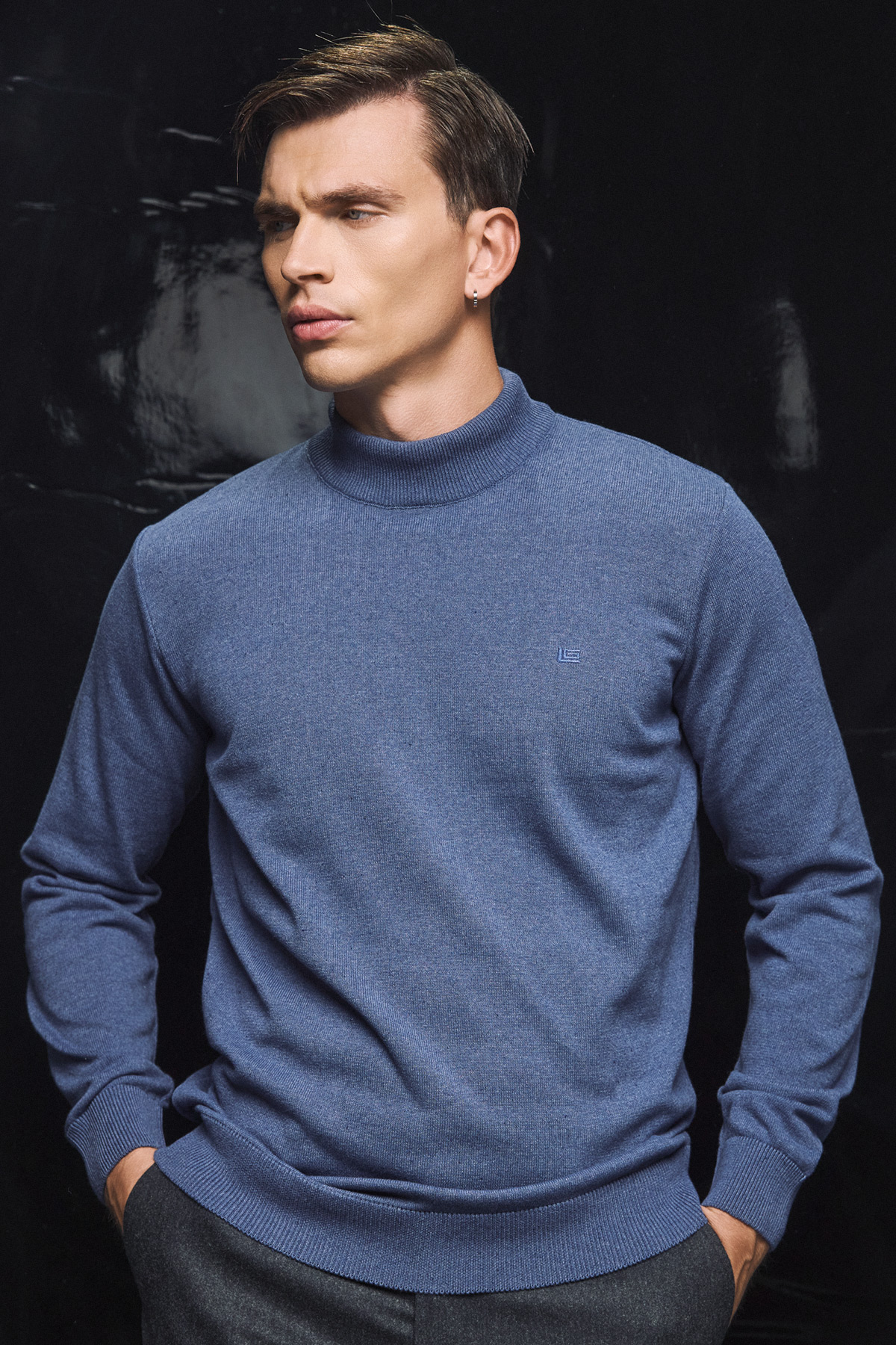 Guy Laroche Μπλούζα Λουπέτο Βαμβακερή σε Χρώμα Raf Blue με Regular Fit - Image 3