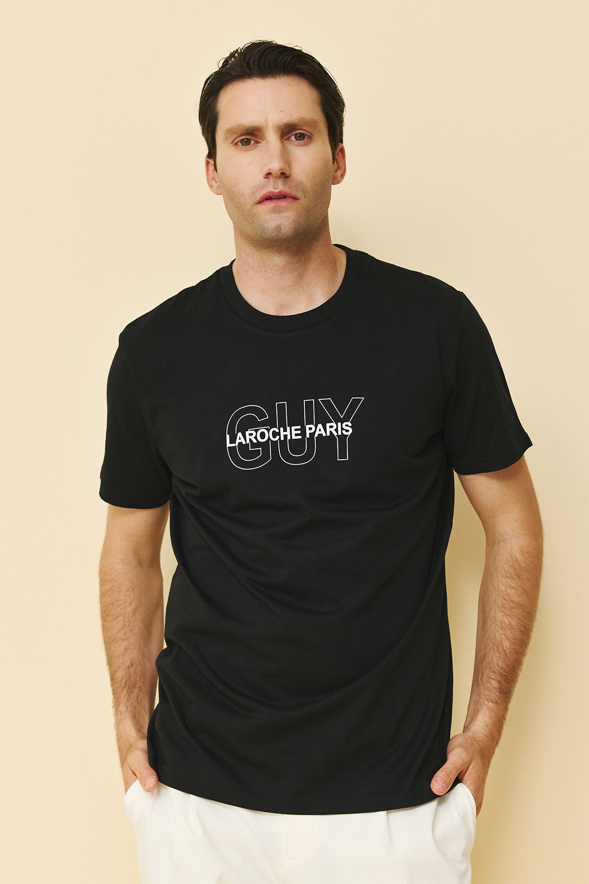 Guy Laroche Βαμβακερή Μπλούζα T-Shirt σε Black Χρώμα