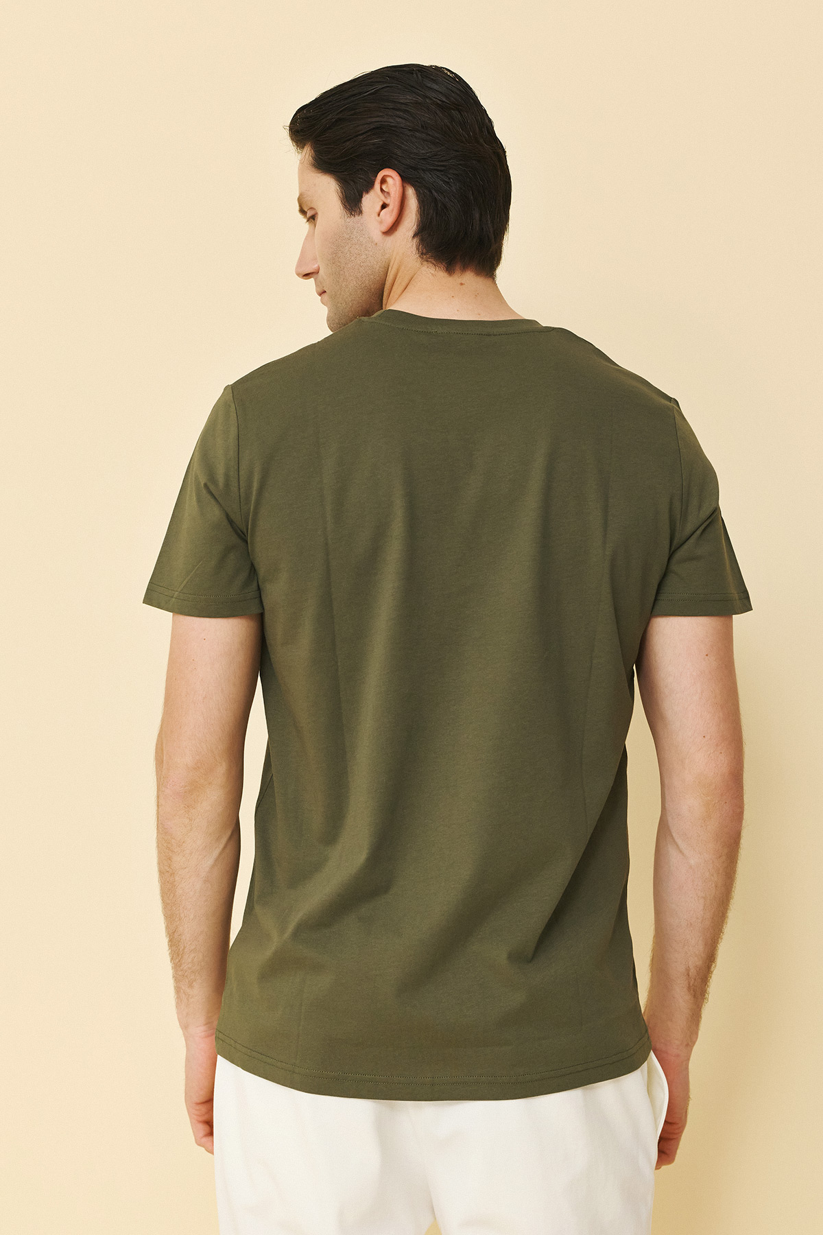 Guy Laroche Βαμβακερή Μπλούζα T-Shirt σε Chaki Χρώμα - Image 4