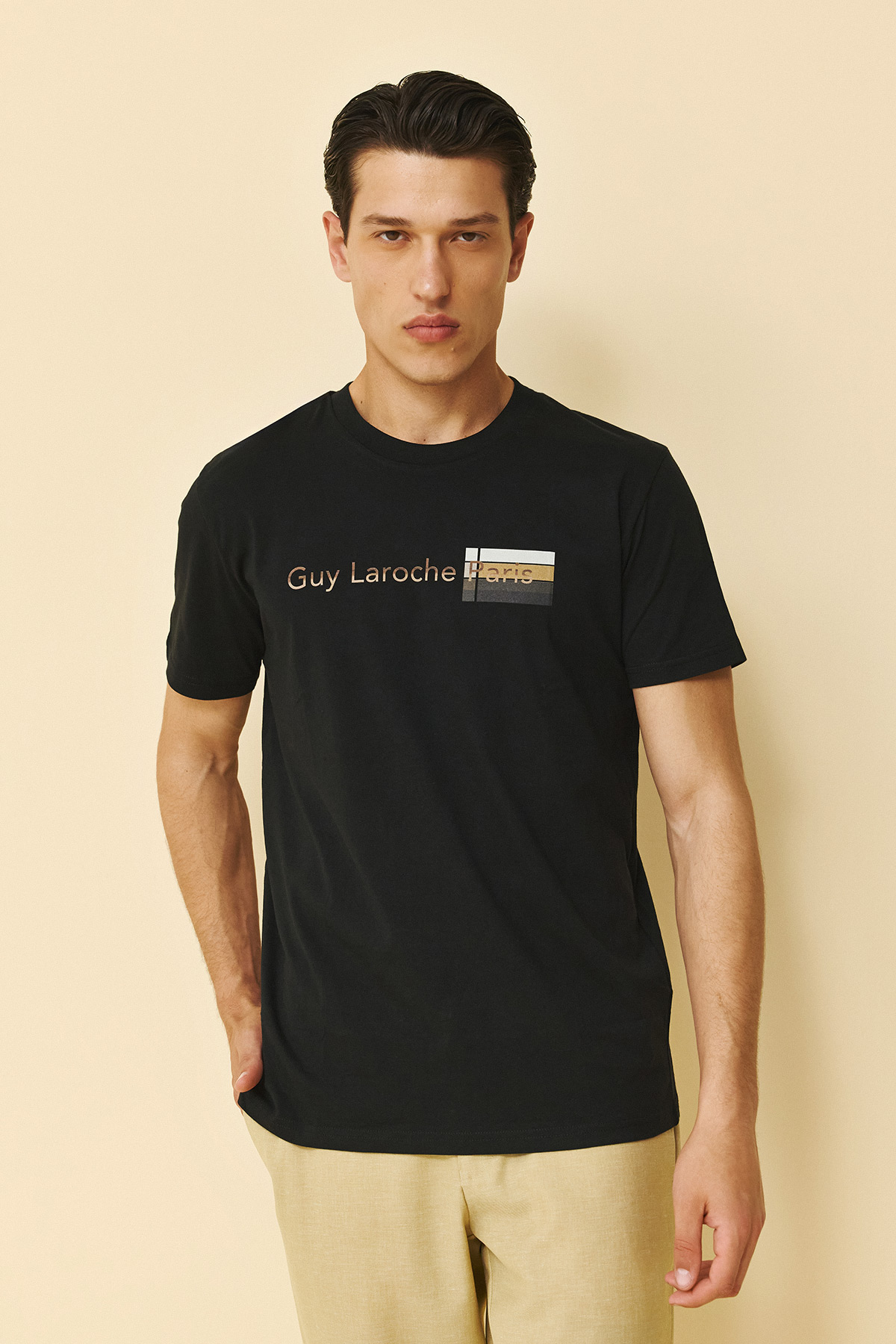 Guy Laroche Βαμβακερή Μπλούζα T-Shirt  σε Black Χρώμα
