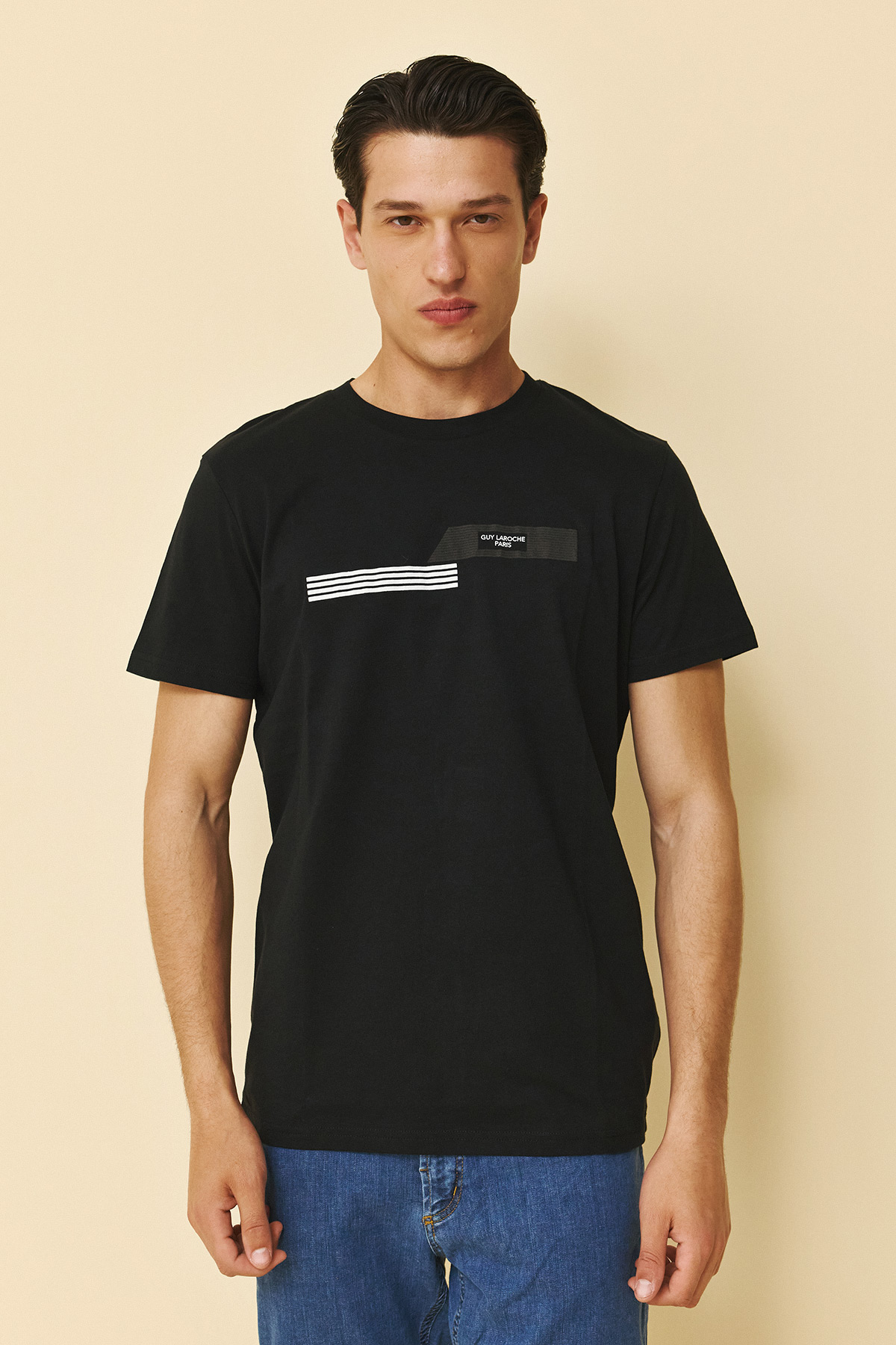Guy Laroche Βαμβακερή Μπλούζα T-Shirt σε Black Χρώμα - Image 3