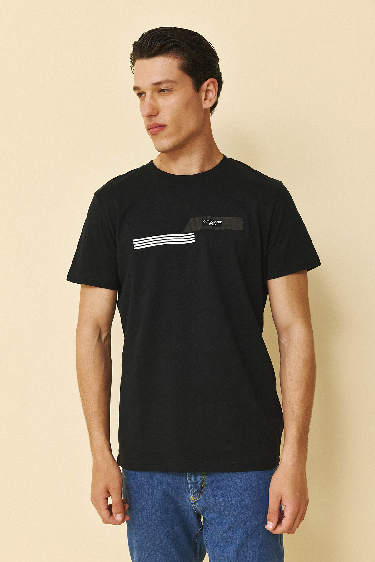 Guy Laroche Βαμβακερή Μπλούζα T-Shirt  σε Black Χρώμα