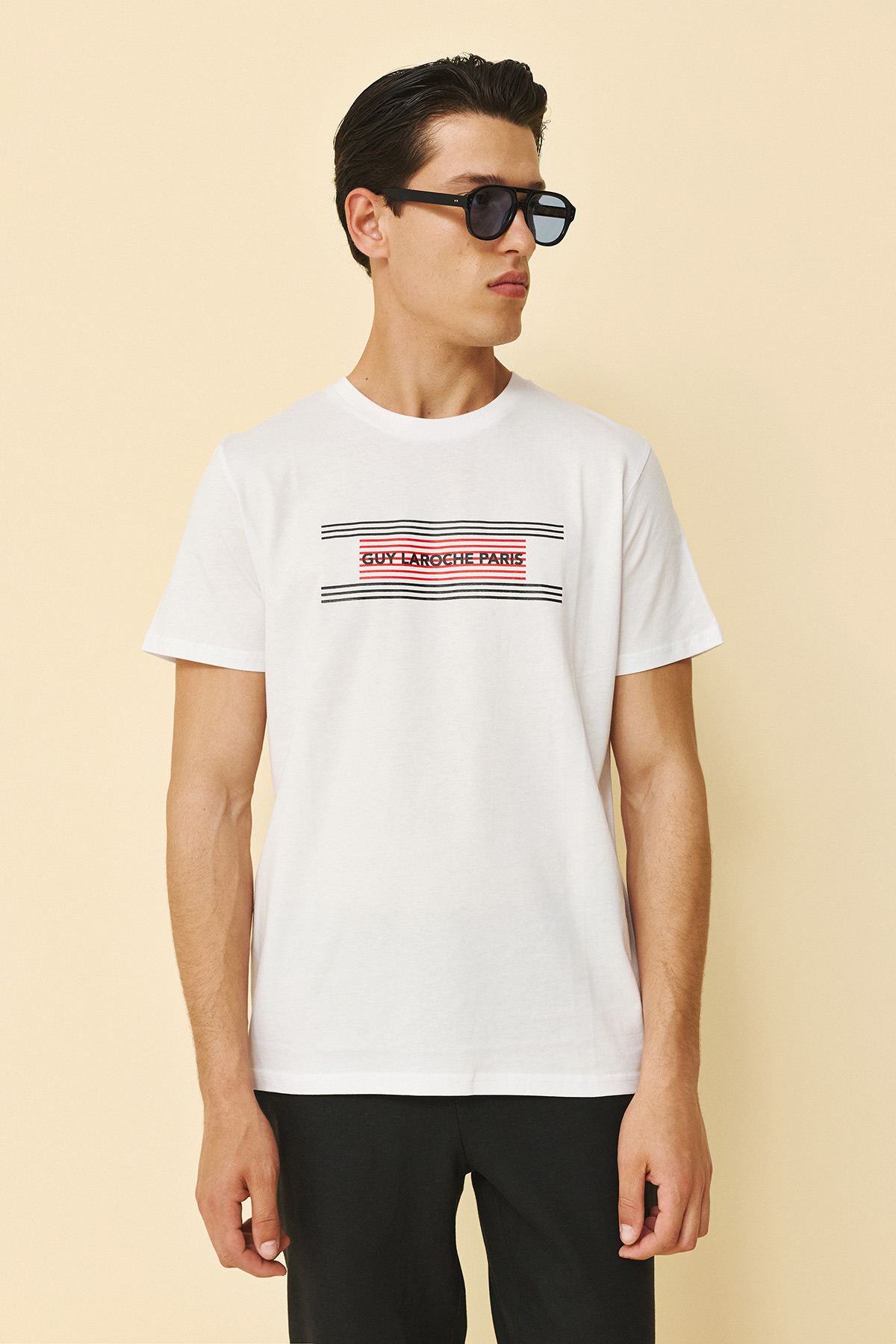 Guy Laroche Βαμβακερή Μπλούζα T-Shirt σε White Χρώμα