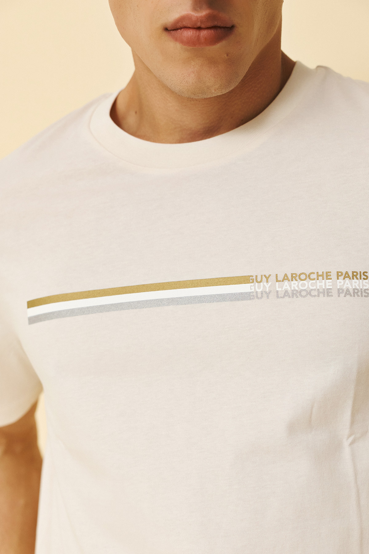 Alternative view of Guy Laroche Βαμβακερή Μπλούζα T-Shirt σε Cream Χρώμα
