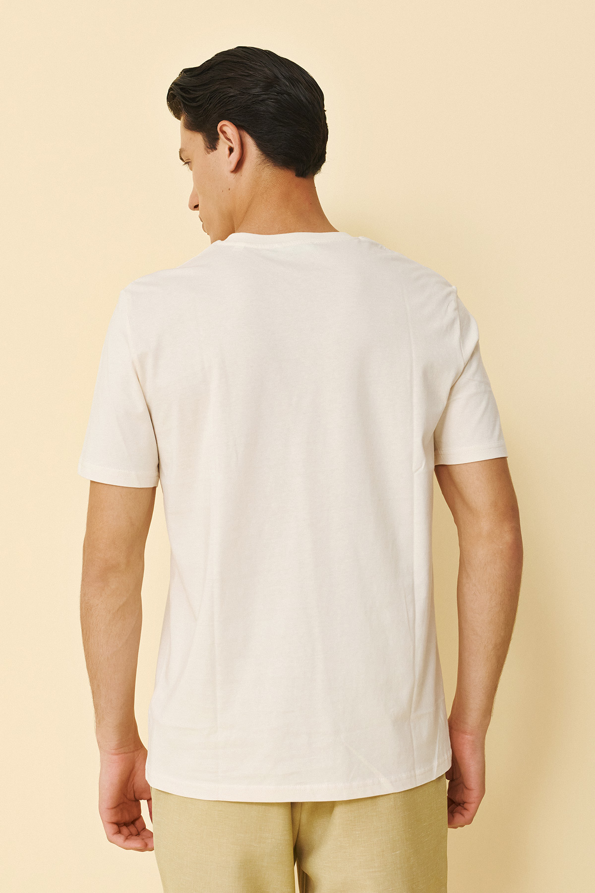Guy Laroche Βαμβακερή Μπλούζα T-Shirt σε Cream Χρώμα - Image 4
