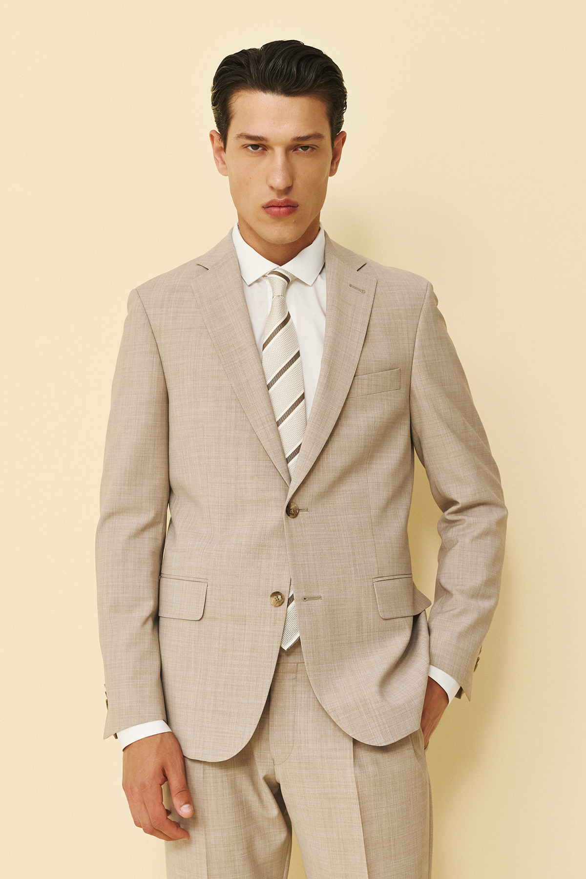 Bizzaro Κοστούμι ΜΙΣΟΦΟΔΡΟ  854-098 Slim Fit σε BEIGE Χρώμα