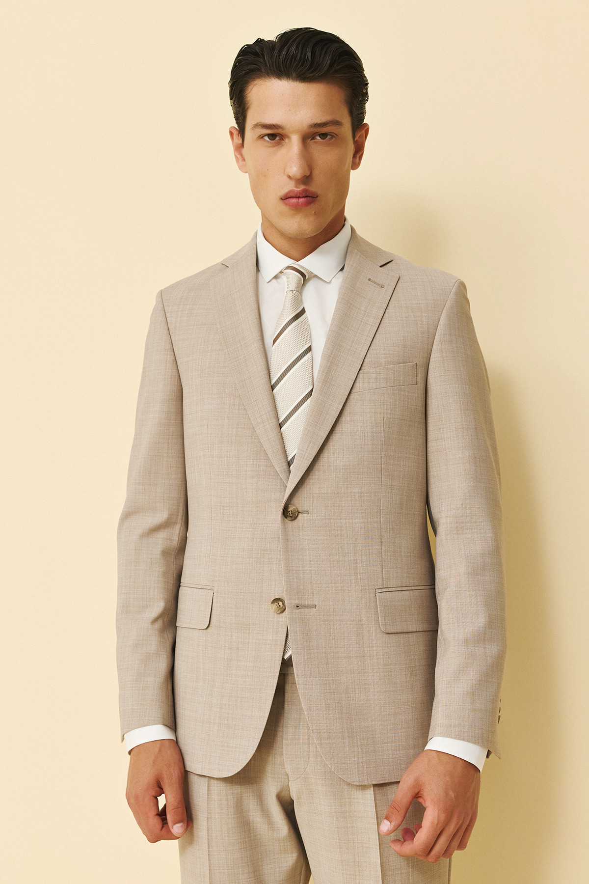Bizzaro Κοστούμι ΜΙΣΟΦΟΔΡΟ 854-098 Slim Fit σε BEIGE Χρώμα - Image 7