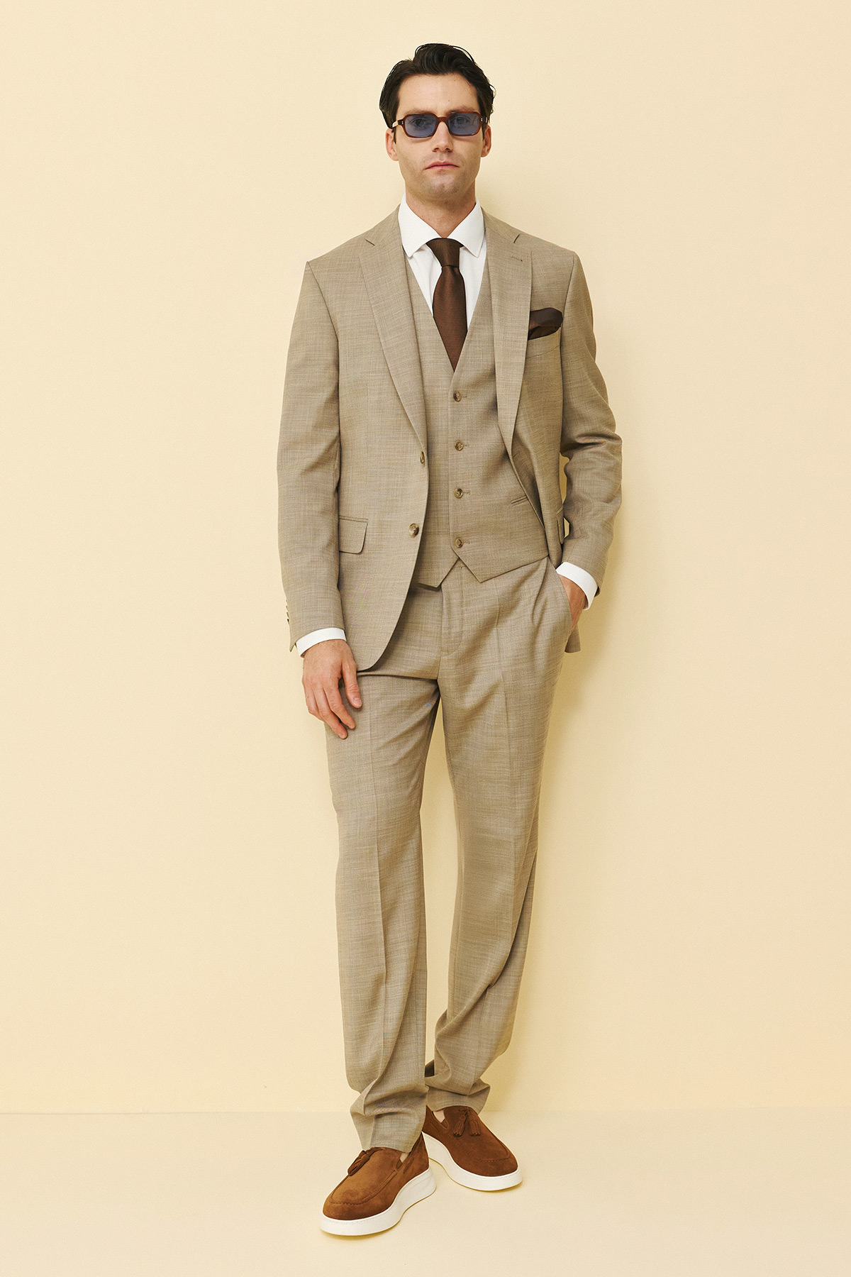 Alternative view of Bizzaro Κοστούμι 855G-081 Slim Fit σε Light Brown Χρώμα