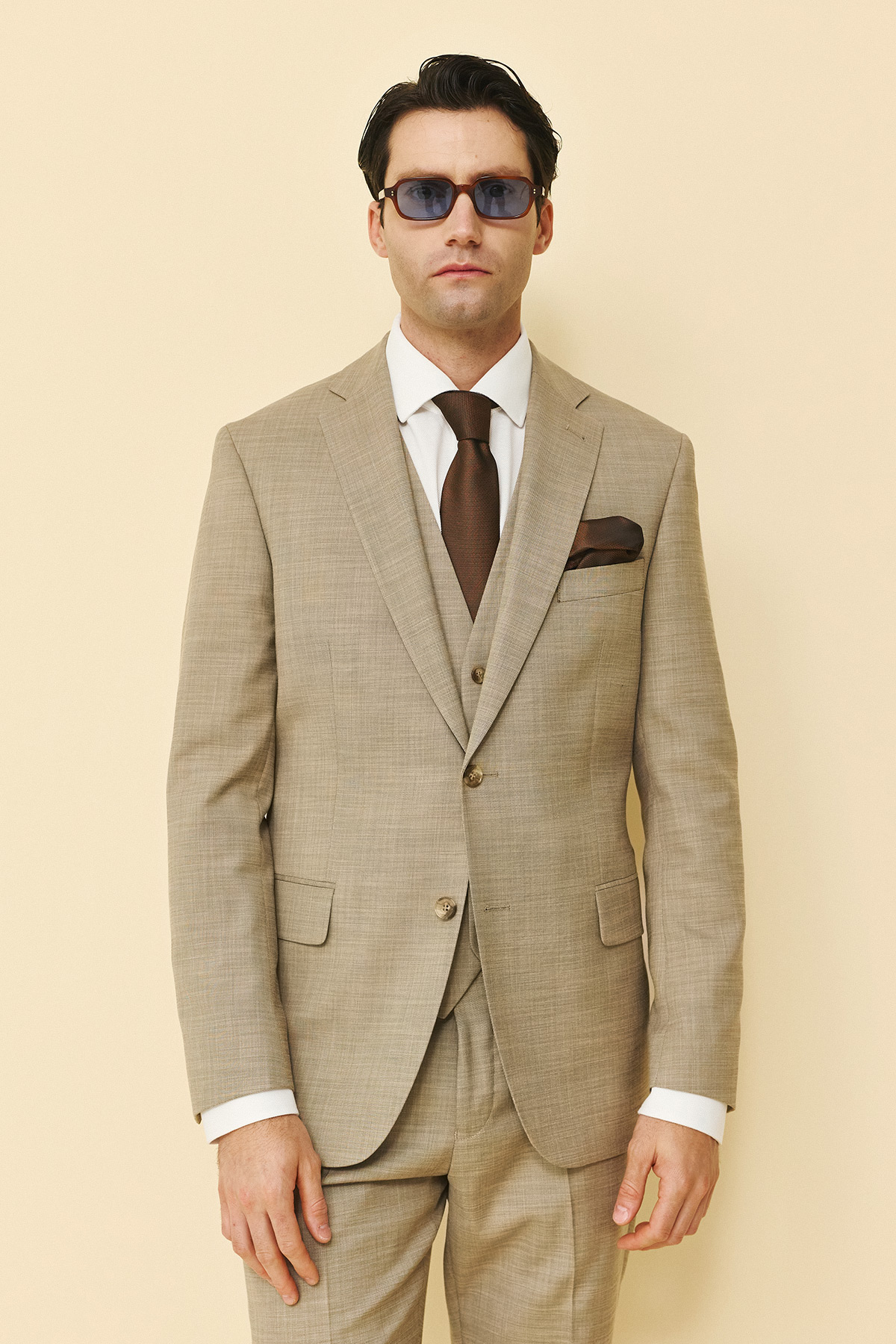 Bizzaro Κοστούμι 855G-081 Slim Fit σε Light Brown Χρώμα - Image 4
