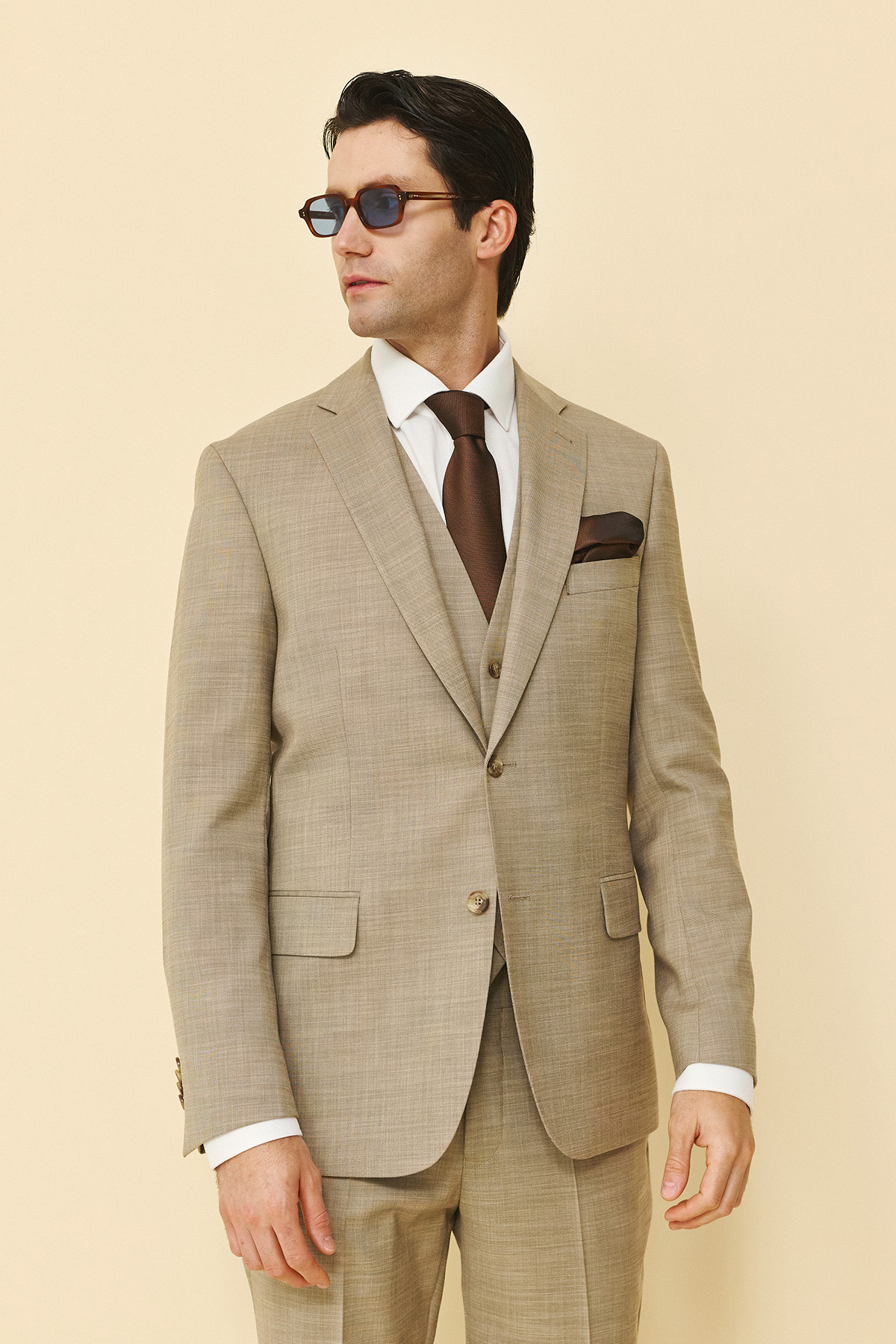 Bizzaro Κοστούμι 855G-081 Slim Fit σε Light Brown Χρώμα - Image 6