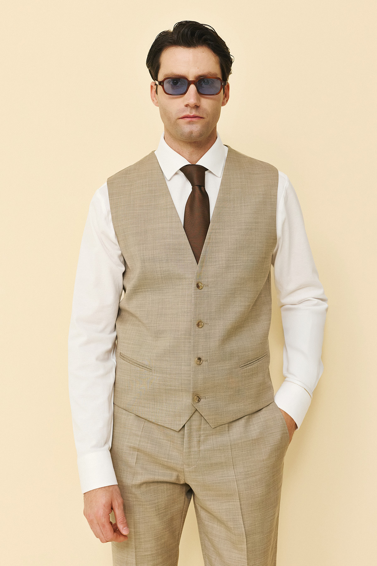 Bizzaro Κοστούμι 855G-081 Slim Fit σε Light Brown Χρώμα - Image 9