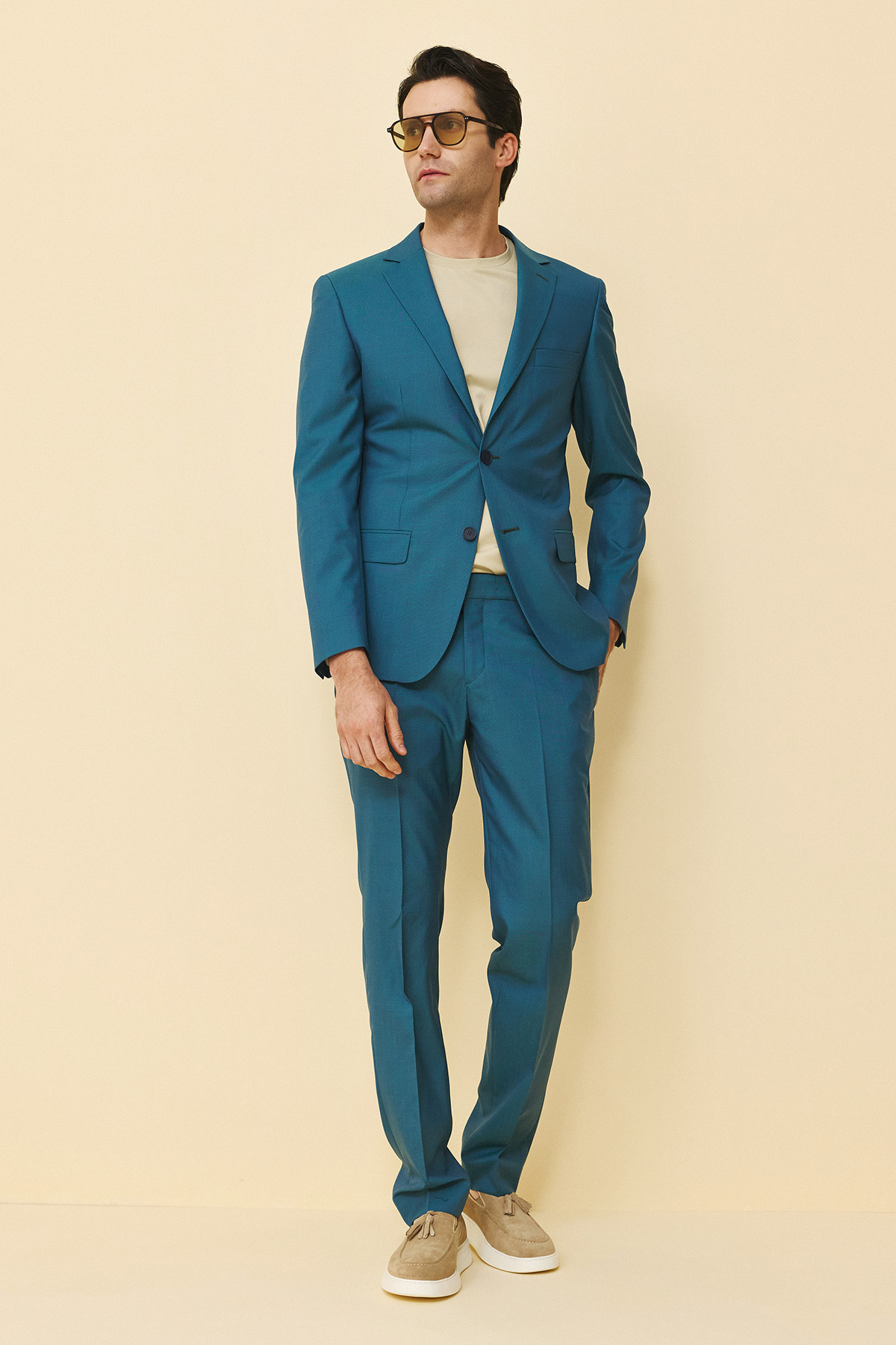 Bizzaro Κοστούμι 855-081 Slim Fit σε Πετρόλ Χρώμα