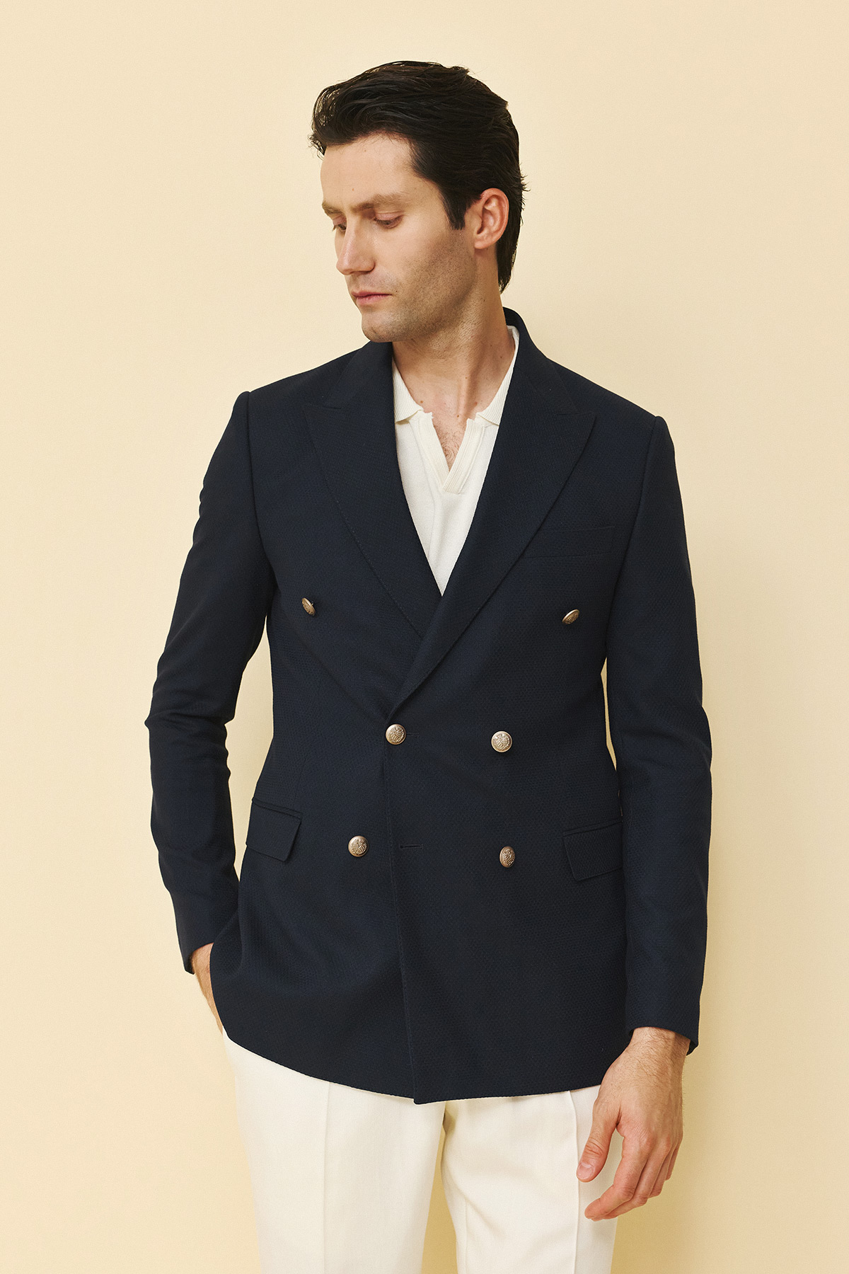 Bizzaro Σακάκι ΣΤΑΥΡΩΤΟ 957 σε Navy Blue Χρώμα
