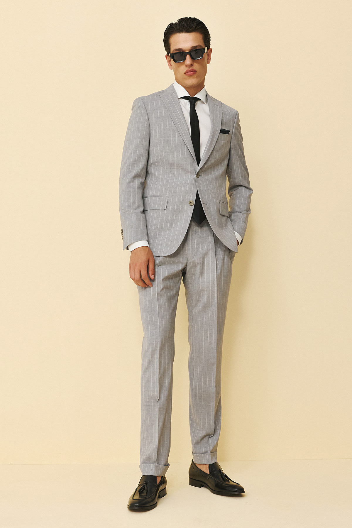 Guy Laroche Κοστούμι Μυτερό Πέτο 856N-098R σε Grey Χρώμα και Slim Fit Εφαρμογή - Image 3