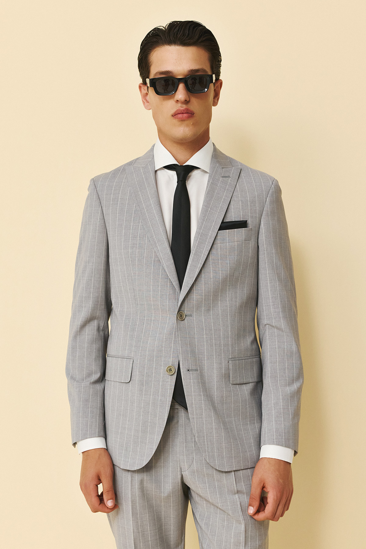 Guy Laroche Κοστούμι Μυτερό Πέτο 856N-098R σε Grey Χρώμα και Slim Fit Εφαρμογή - Image 5