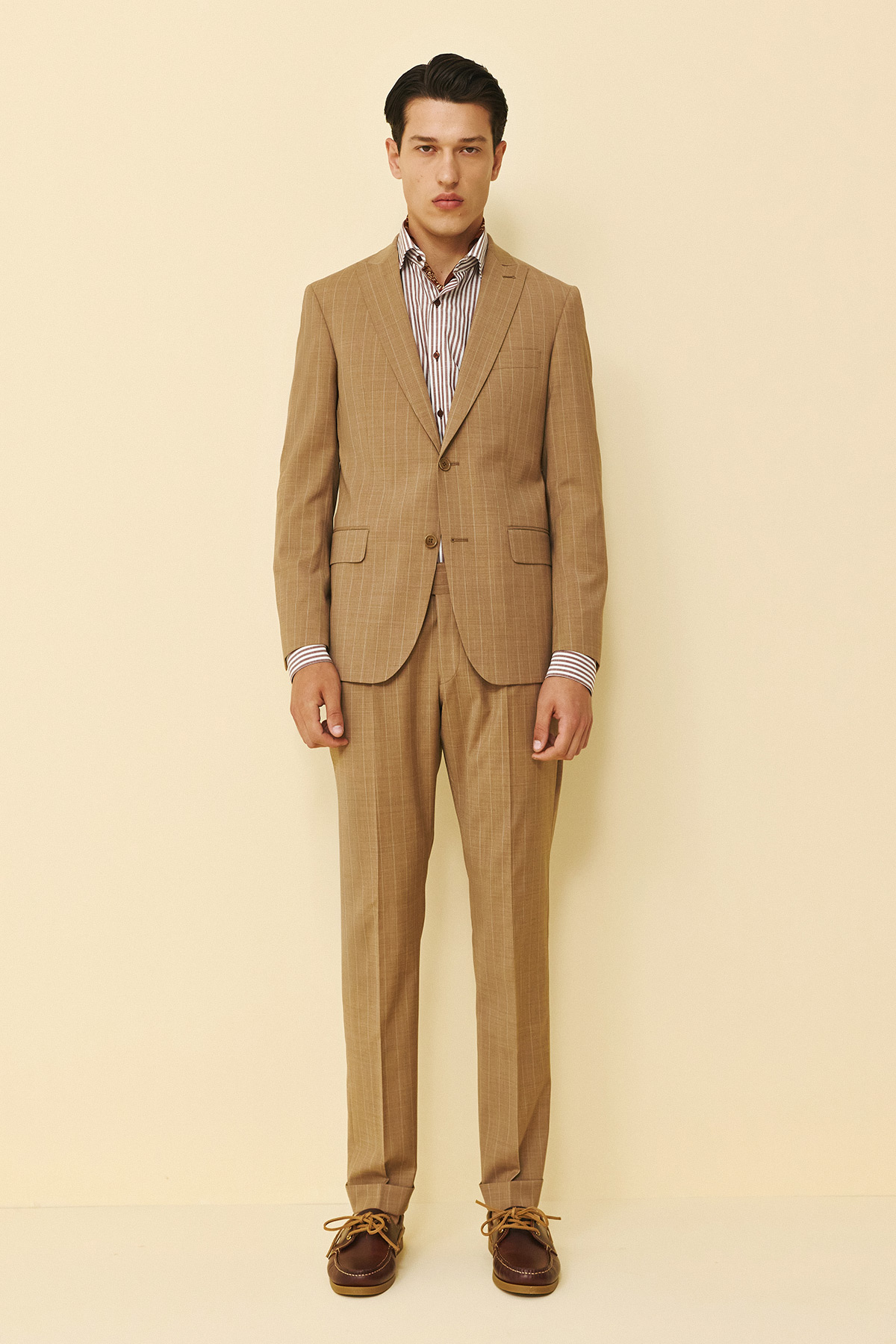 Guy Laroche Κοστούμι Μυτερό Πέτο 856N-098R σε CAMEL Χρώμα και Slim Fit Εφαρμογή - Image 5