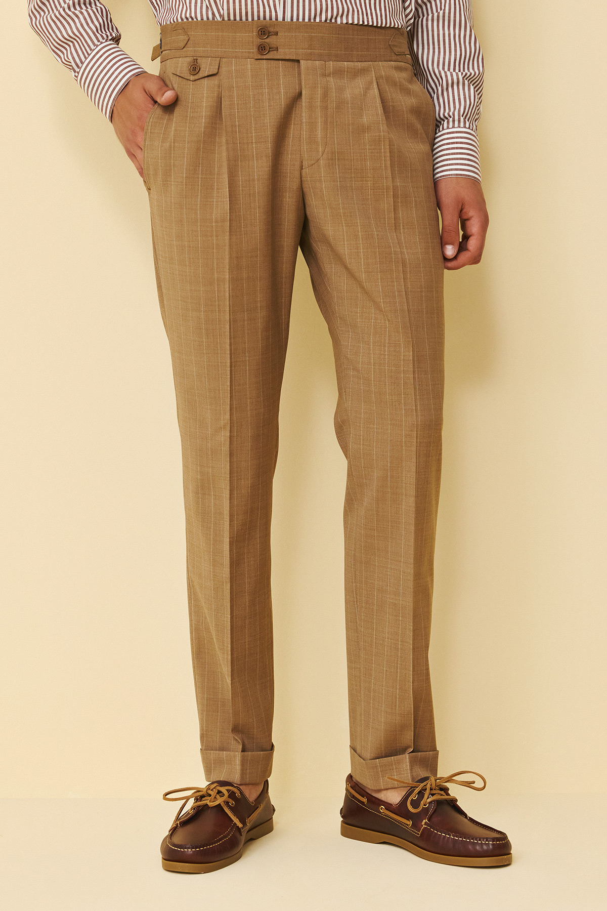 Guy Laroche Κοστούμι Μυτερό Πέτο 856N-098R σε CAMEL Χρώμα και Slim Fit Εφαρμογή - Image 6